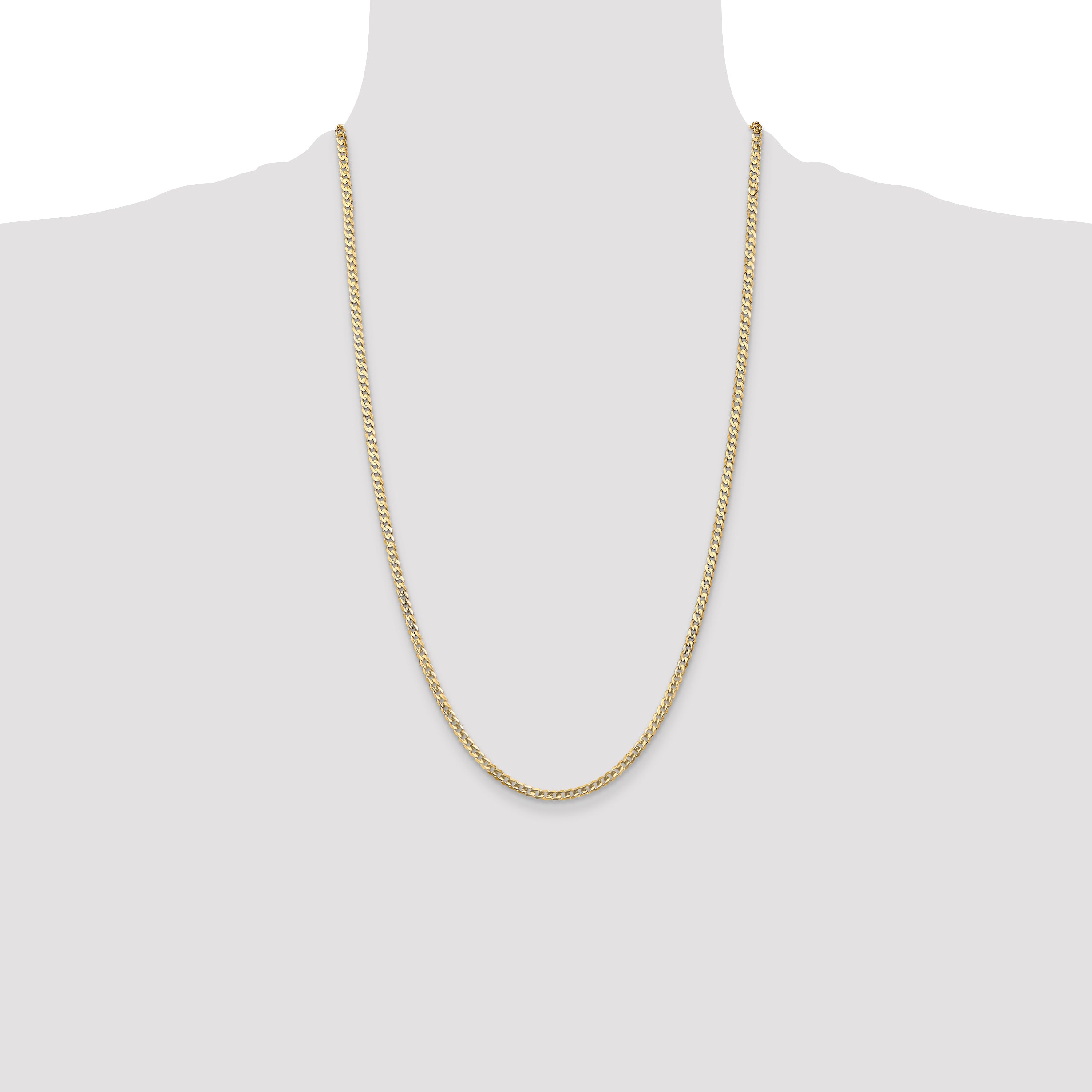 14k 3mm Open Concave Curb Chain