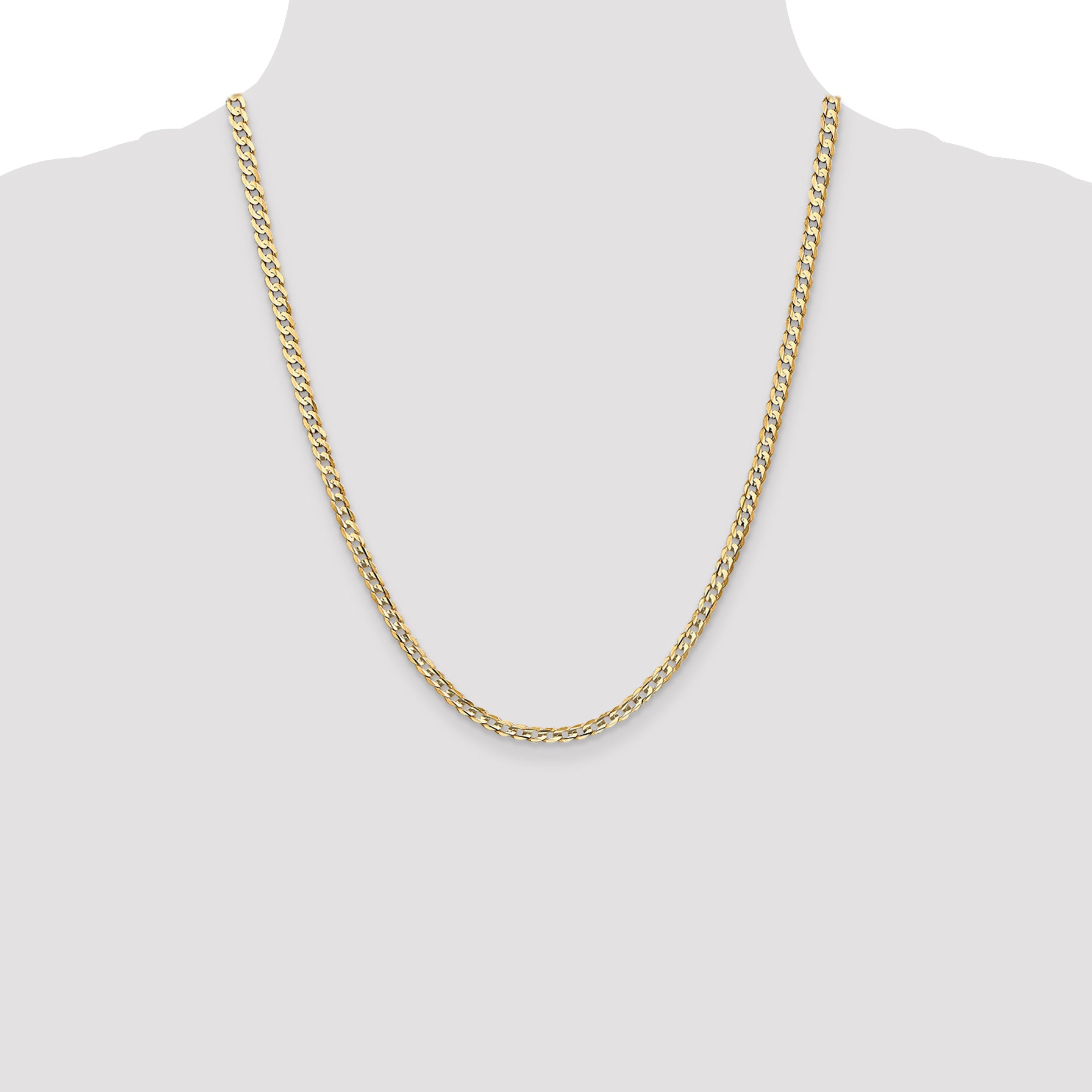 14k 3.8mm Open Concave Curb Chain
