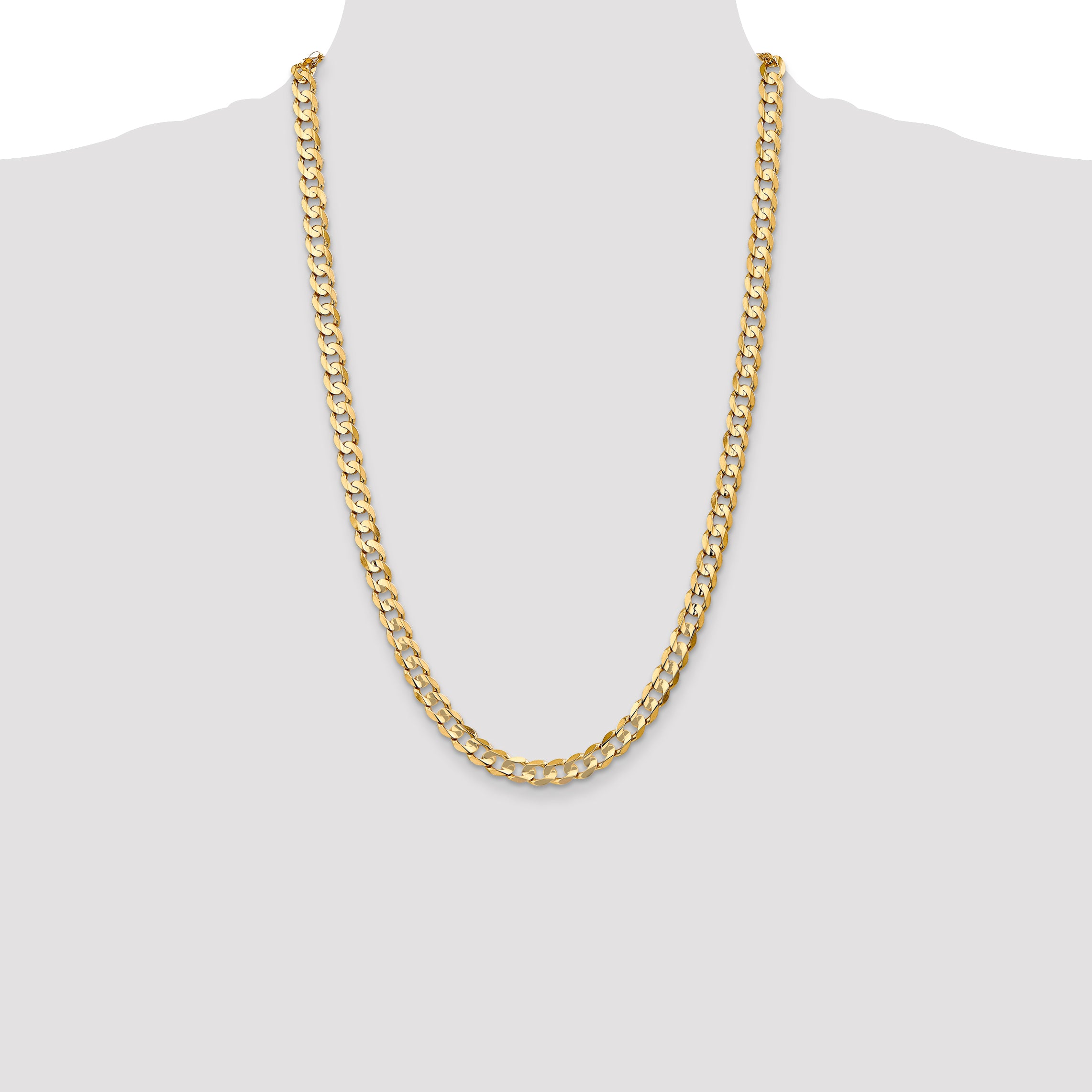 14k 6.75mm Open Concave Curb Chain