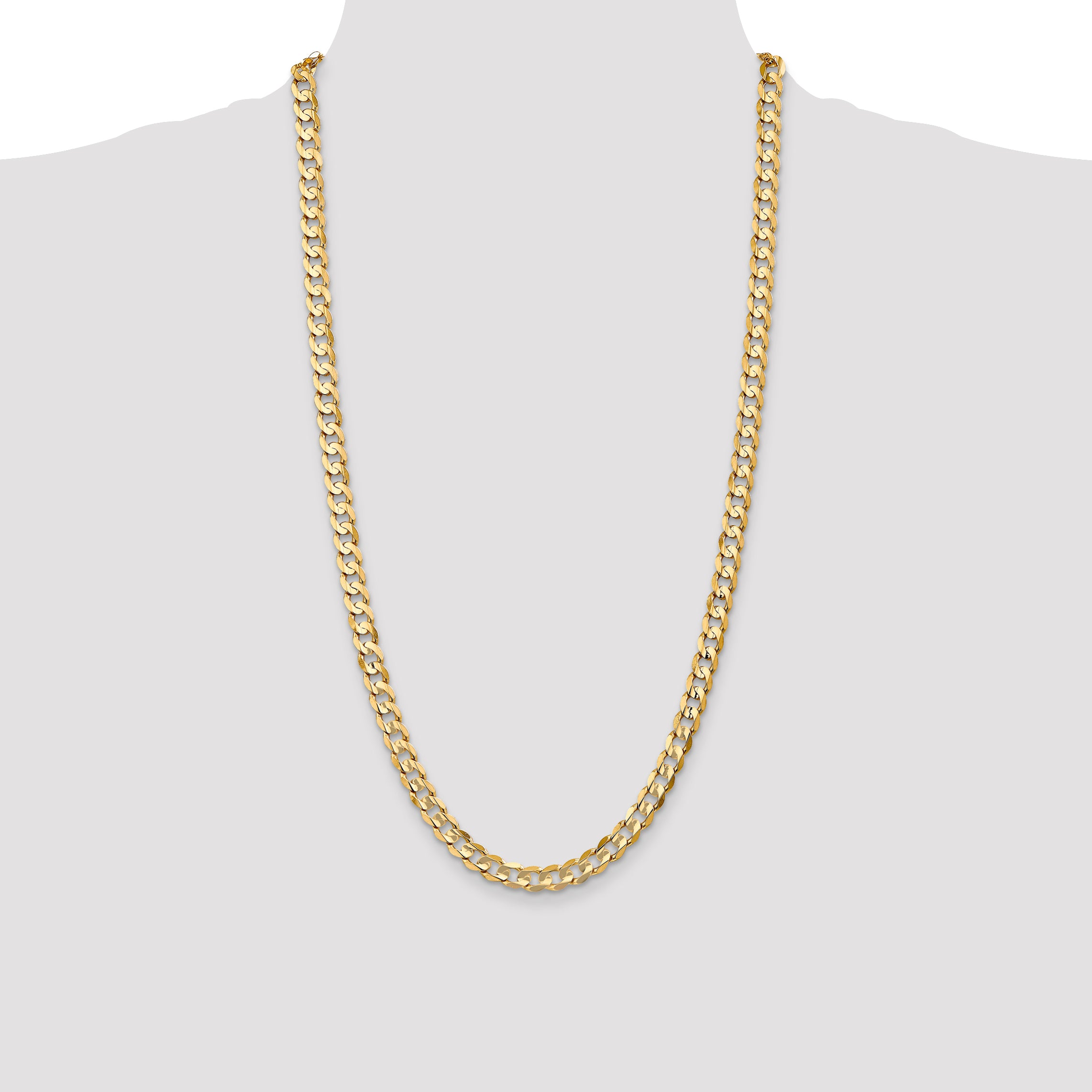 14k 6.75mm Open Concave Curb Chain