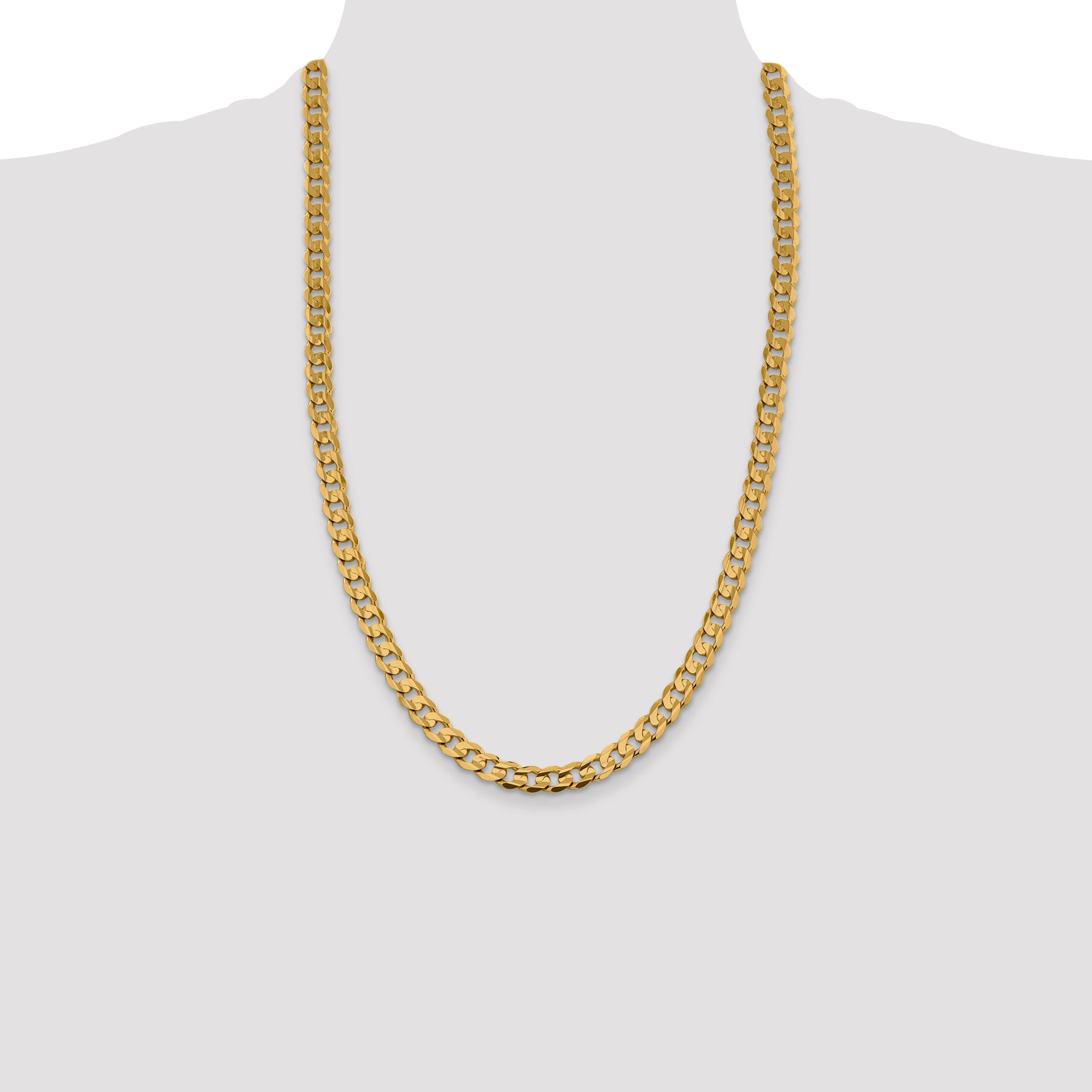 14k 7.5mm Open Concave Curb Chain
