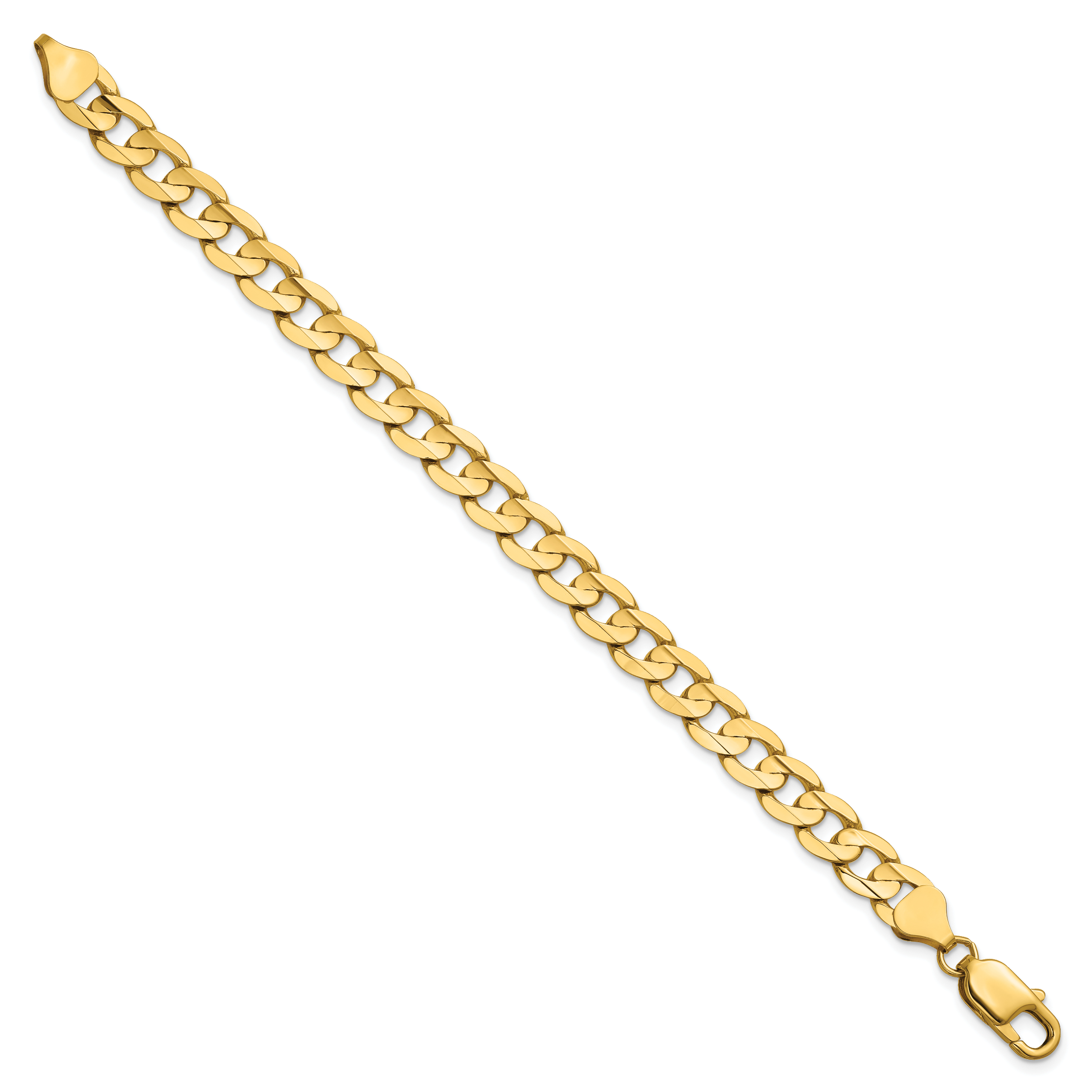 14k 7.5mm Open Concave Curb Chain