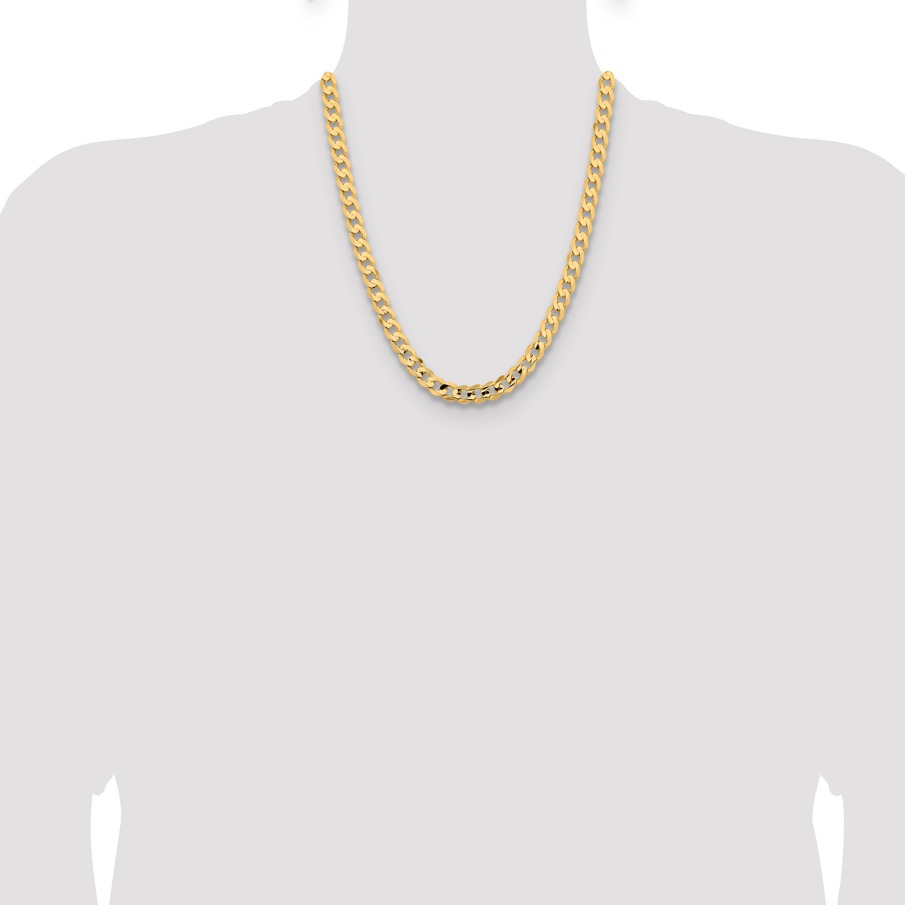14k 8.5mm Open Concave Curb Chain