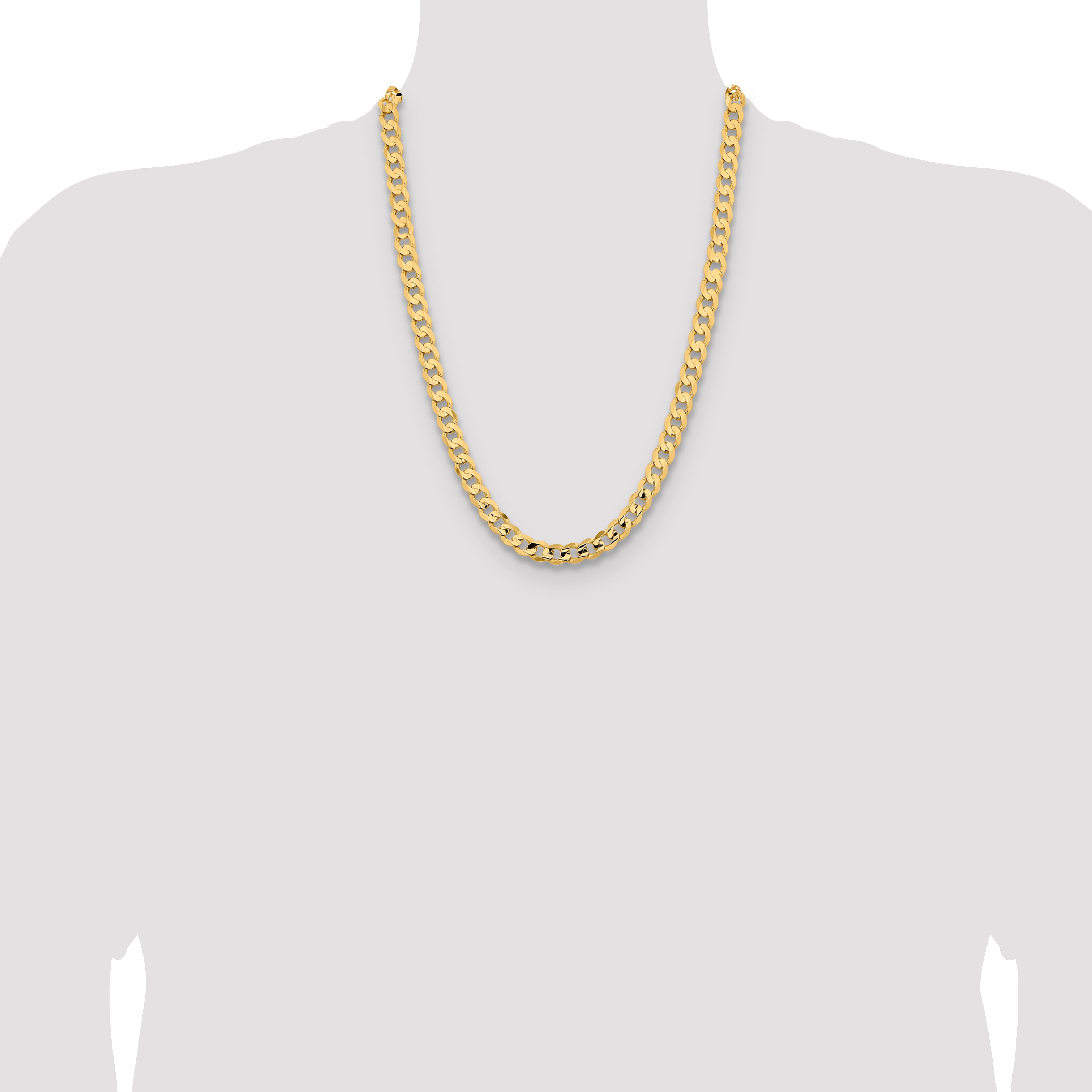 14k 8.5mm Open Concave Curb Chain