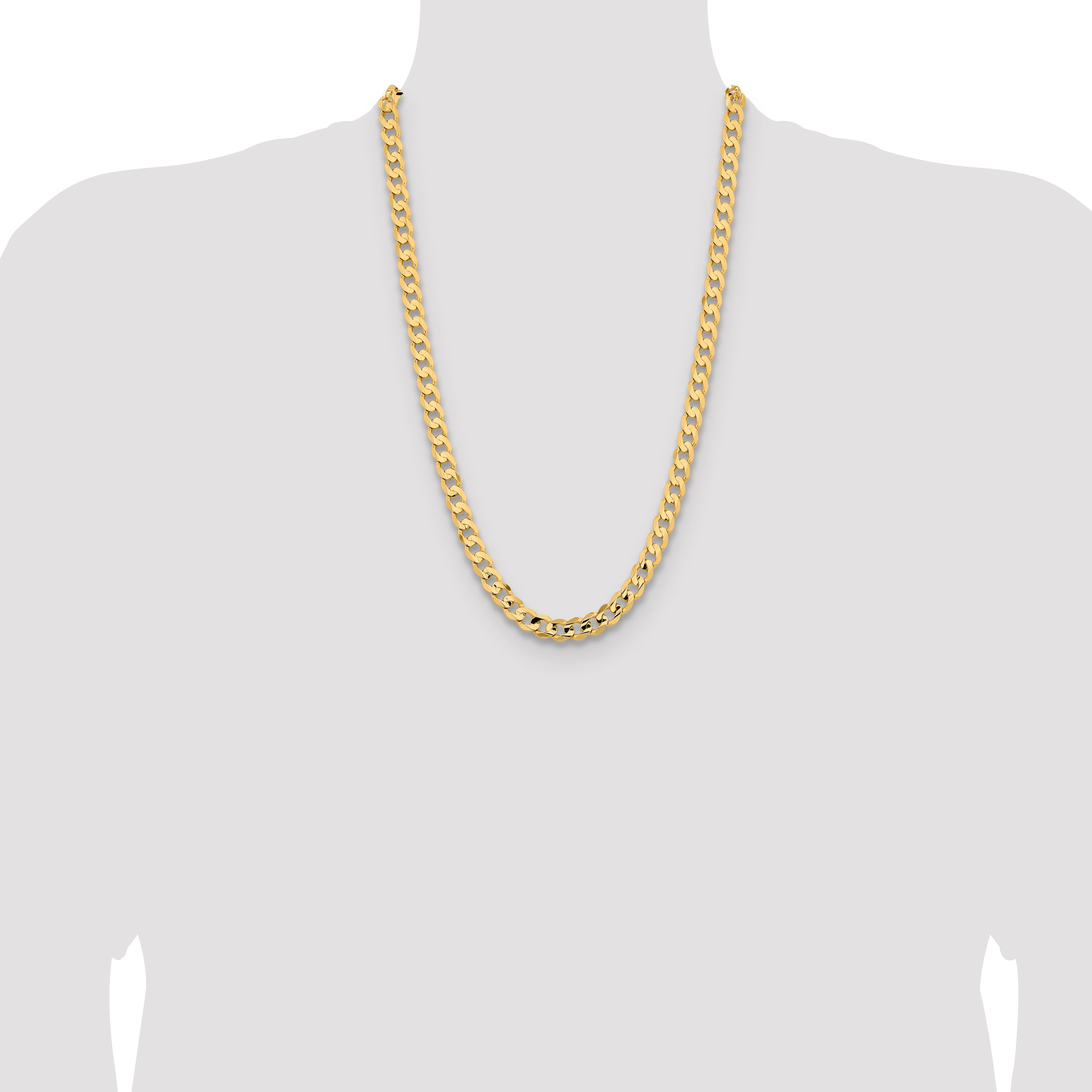 14k 8.5mm Open Concave Curb Chain