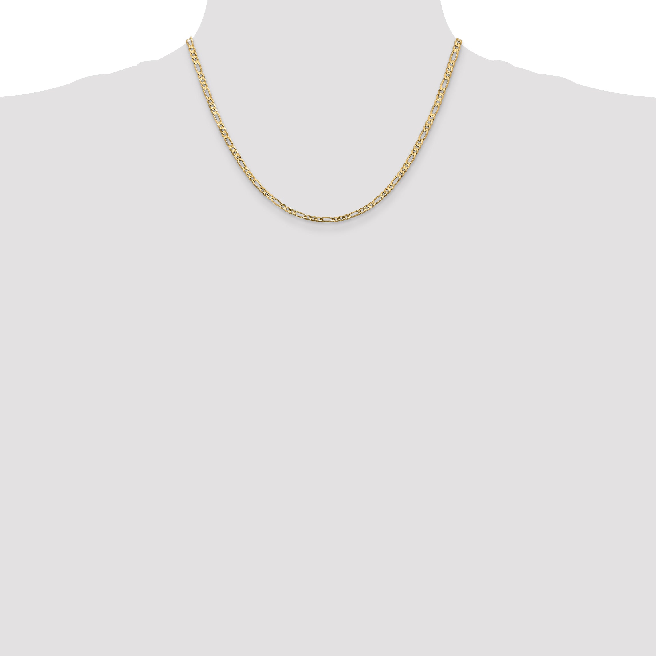 14k 3mm Concave Open Figaro Chain