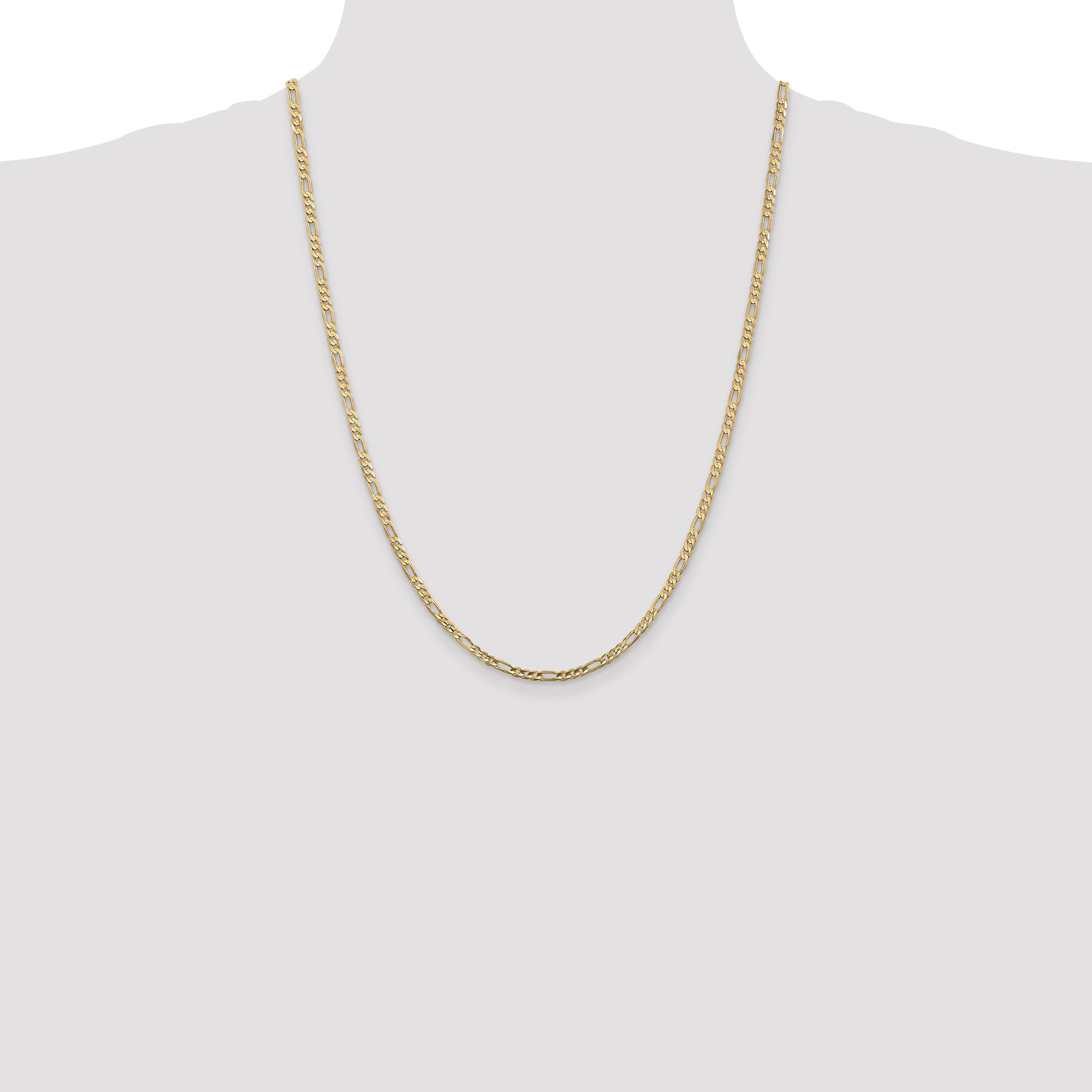 14k 3mm Concave Open Figaro Chain