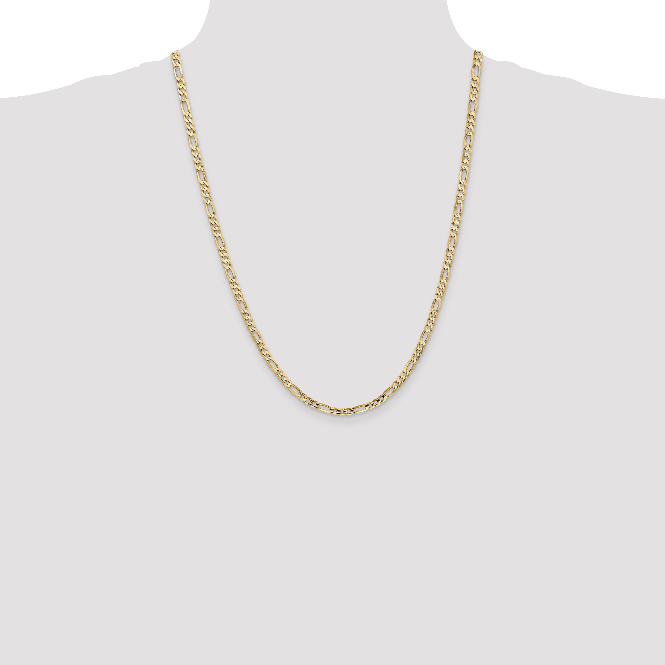 14k 4mm Concave Open Figaro Chain