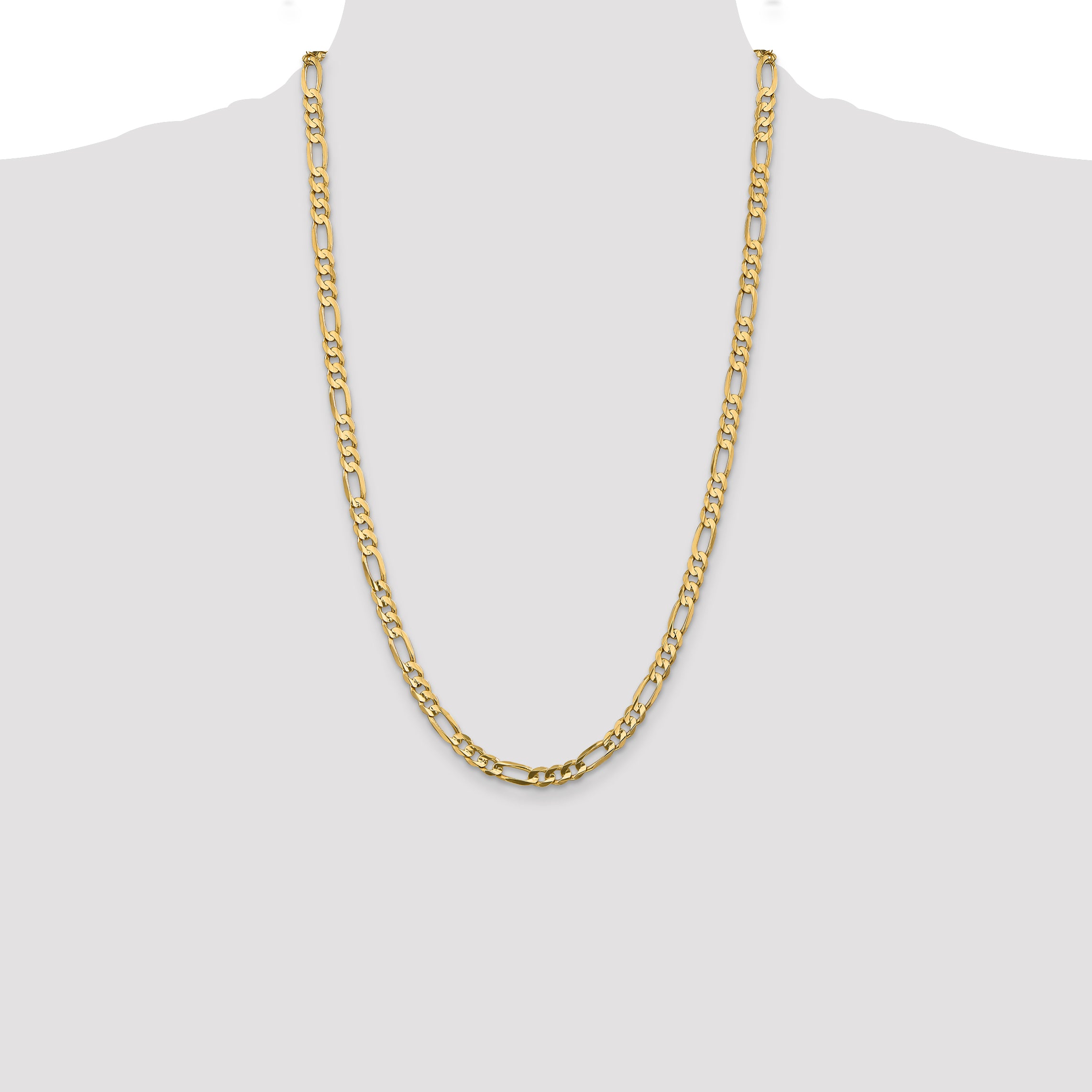 14k 5.5mm Concave Open Figaro Chain