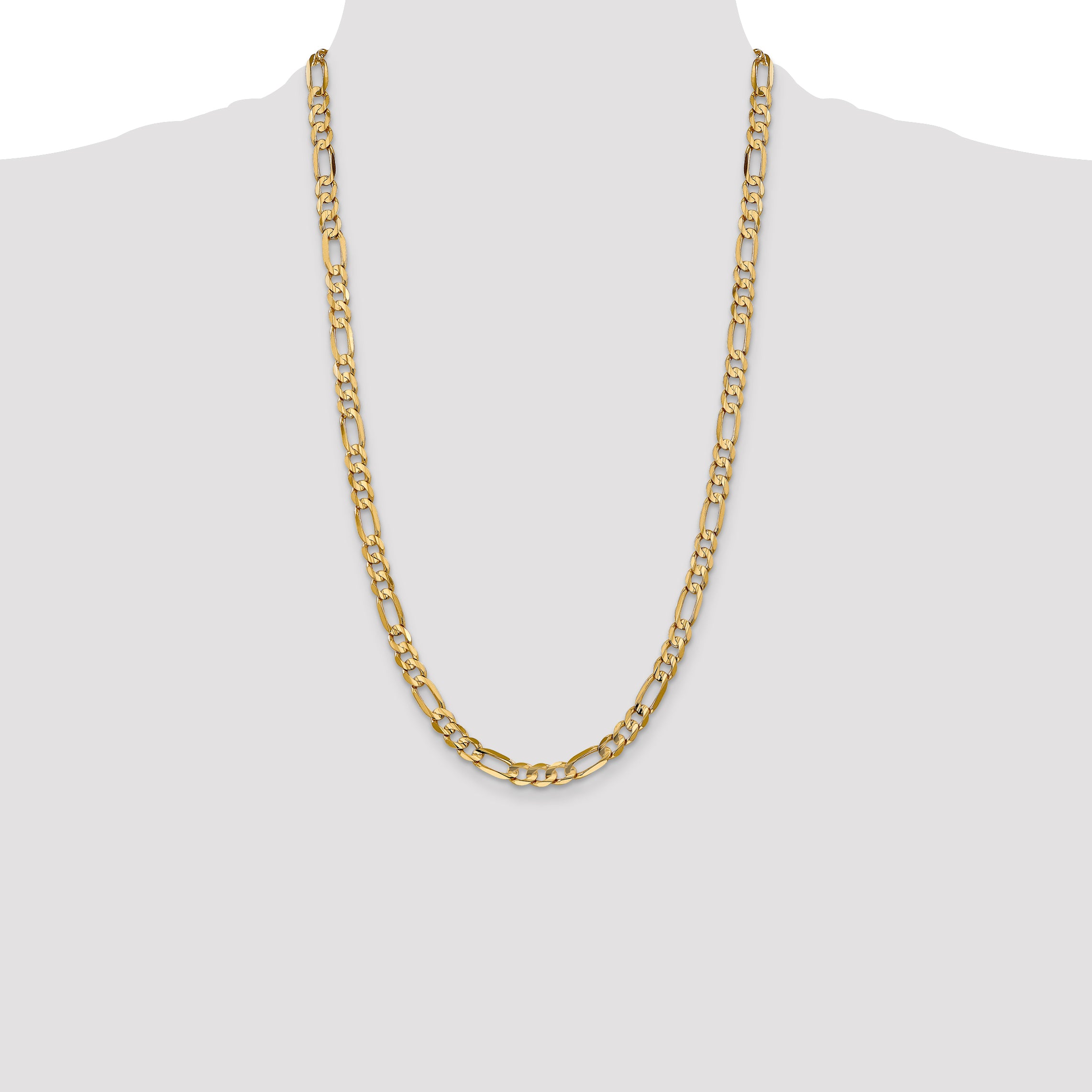 14k 6mm Concave Open Figaro Chain