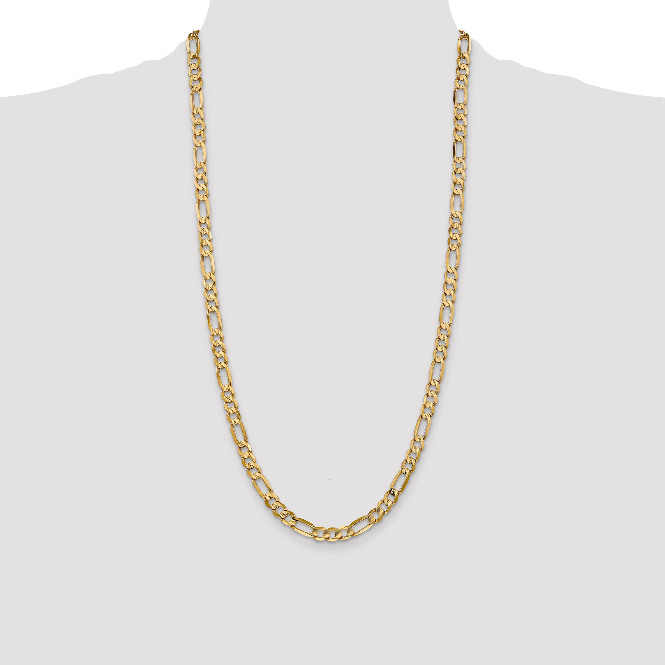 14k 6mm Concave Open Figaro Chain