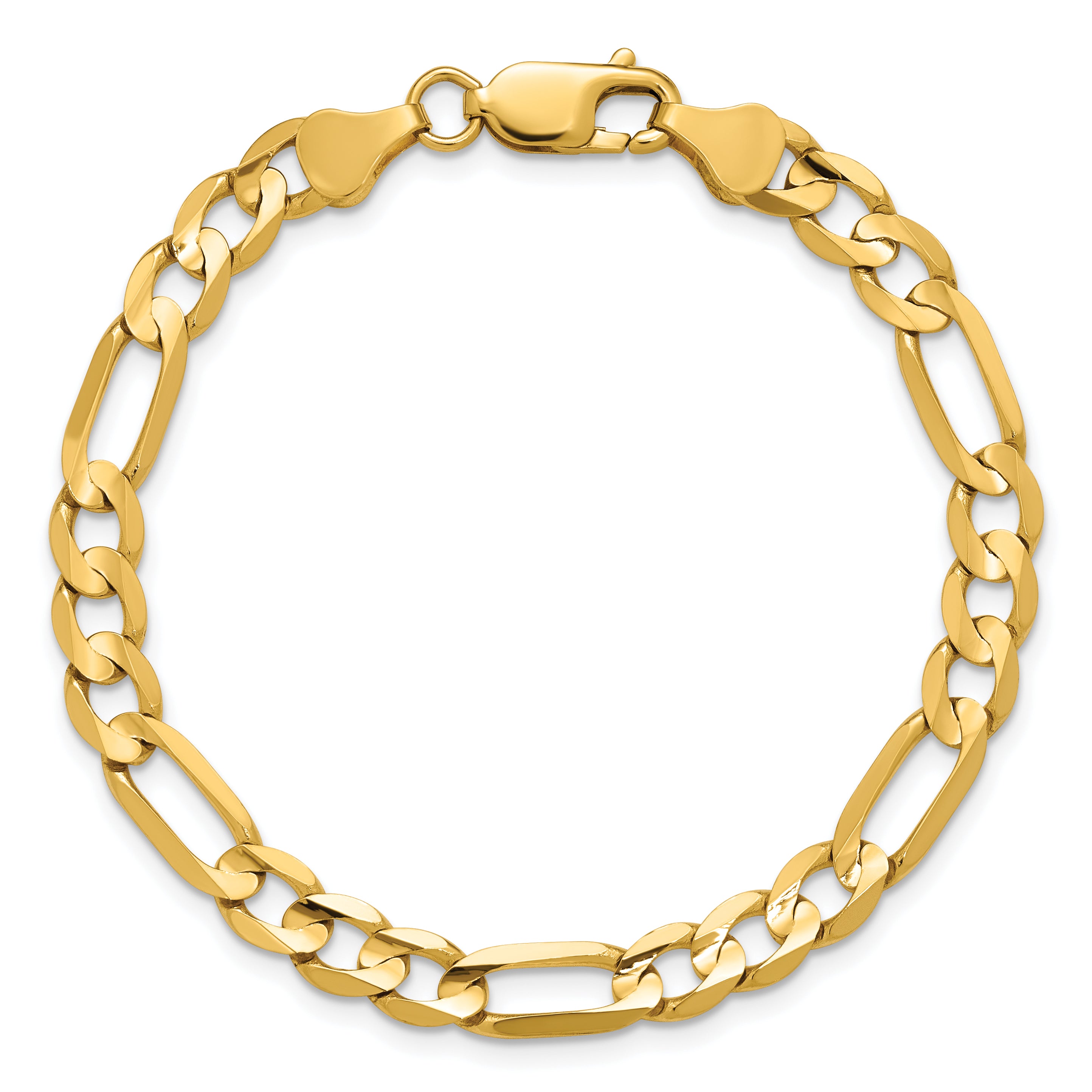 14k 6mm Concave Open Figaro Chain