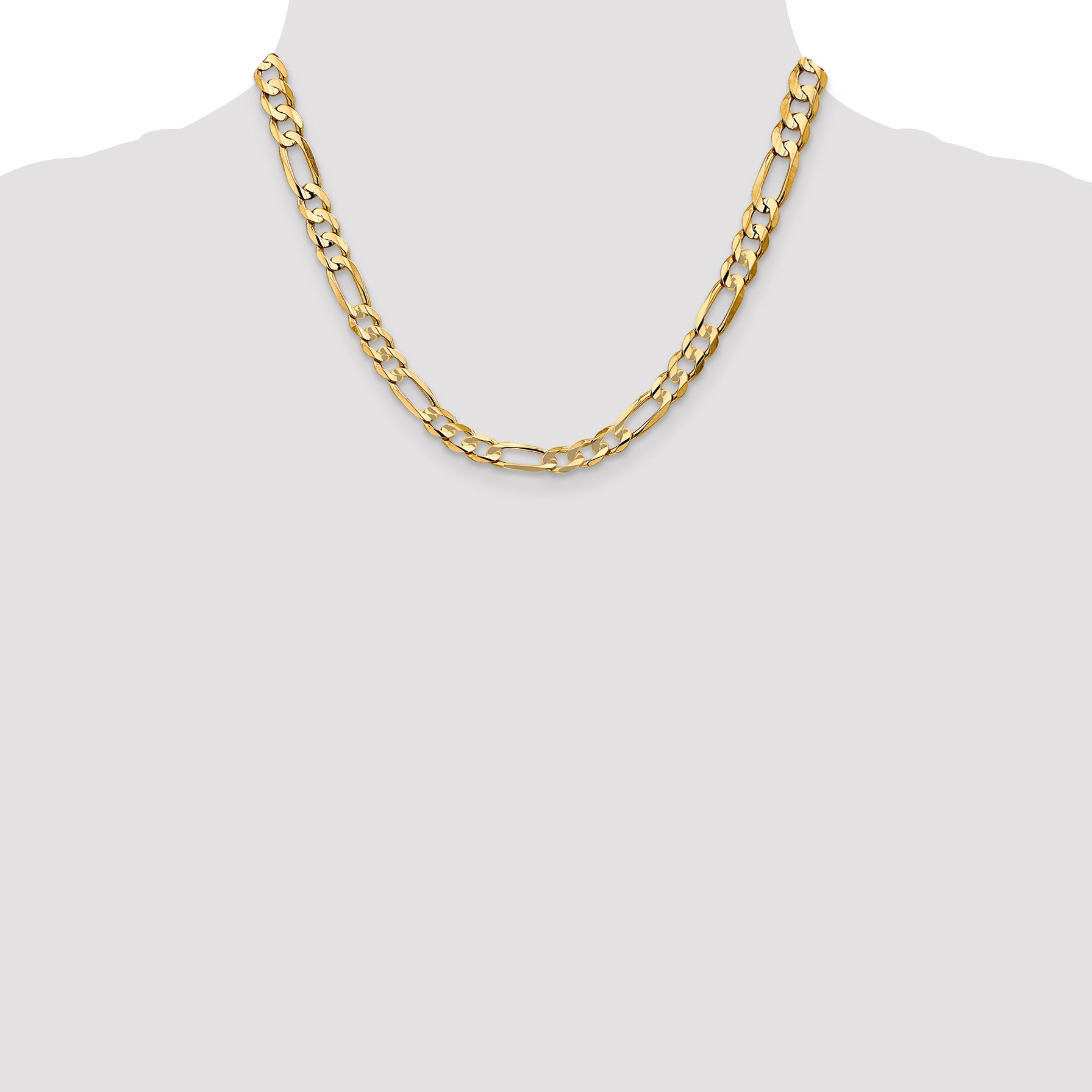 14k 6.75mm Concave Open Figaro Chain