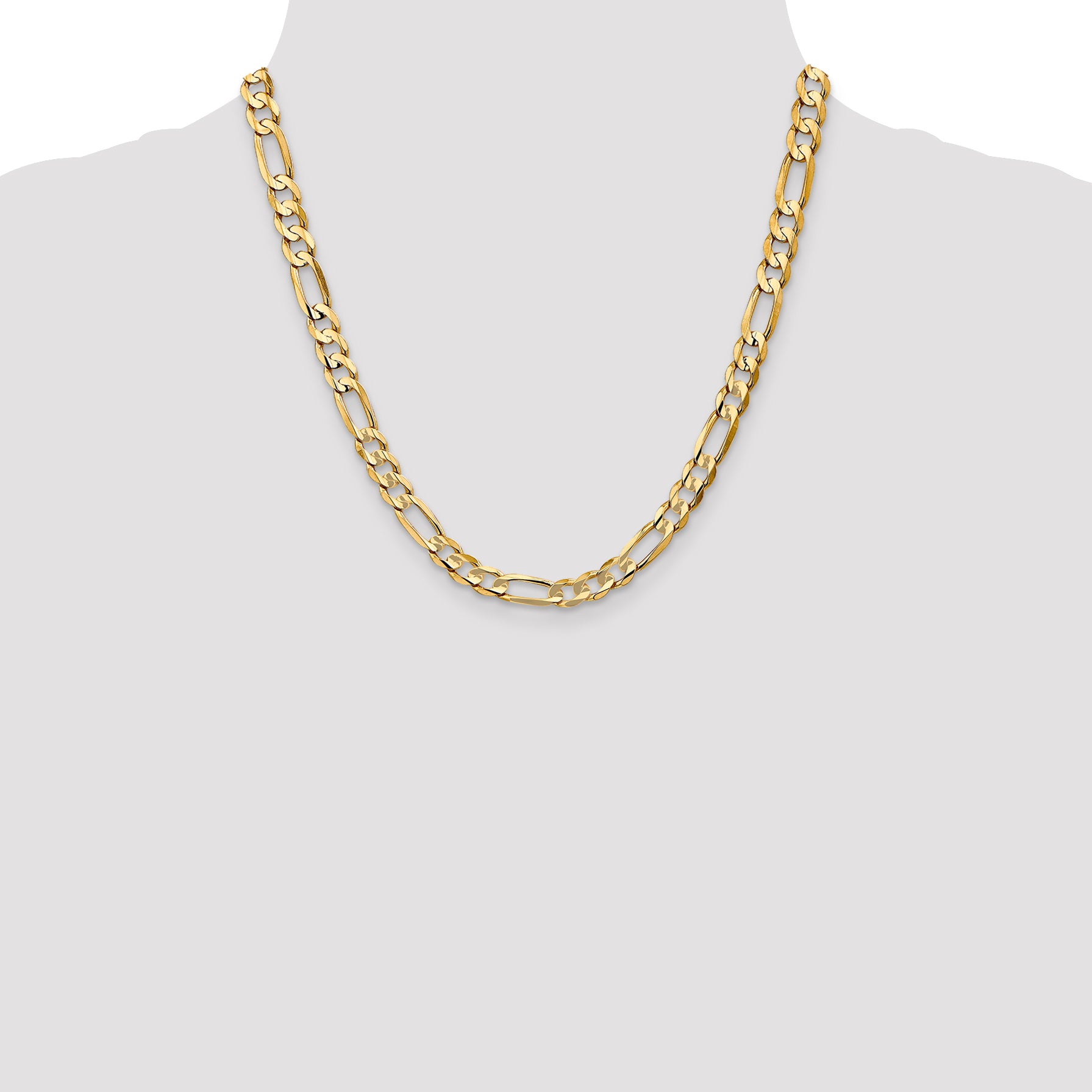 14k 6.75mm Concave Open Figaro Chain