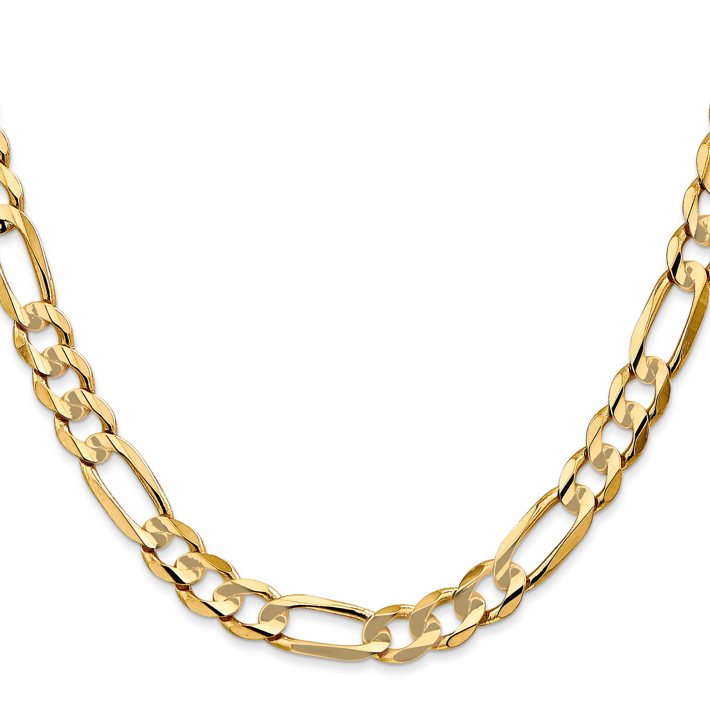 14k 6.75mm Concave Open Figaro Chain