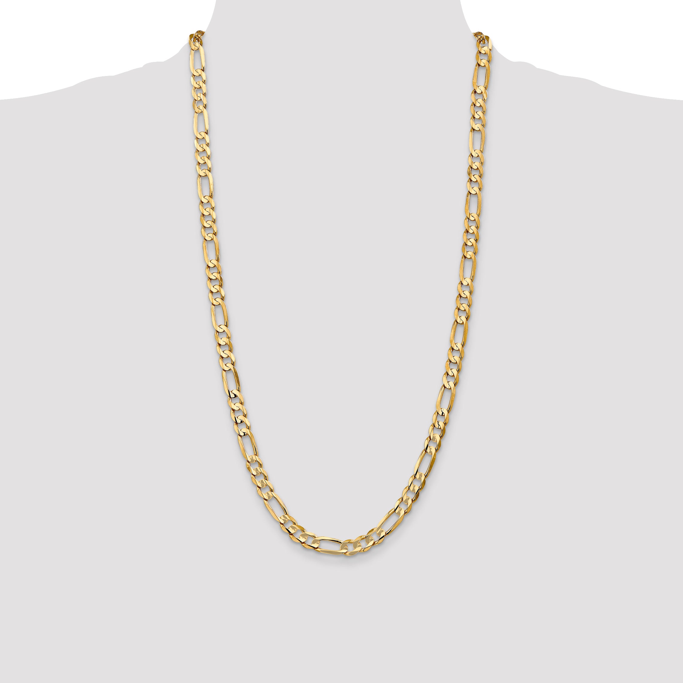 14k 6.75mm Concave Open Figaro Chain