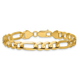 14k 6.75mm Concave Open Figaro Chain