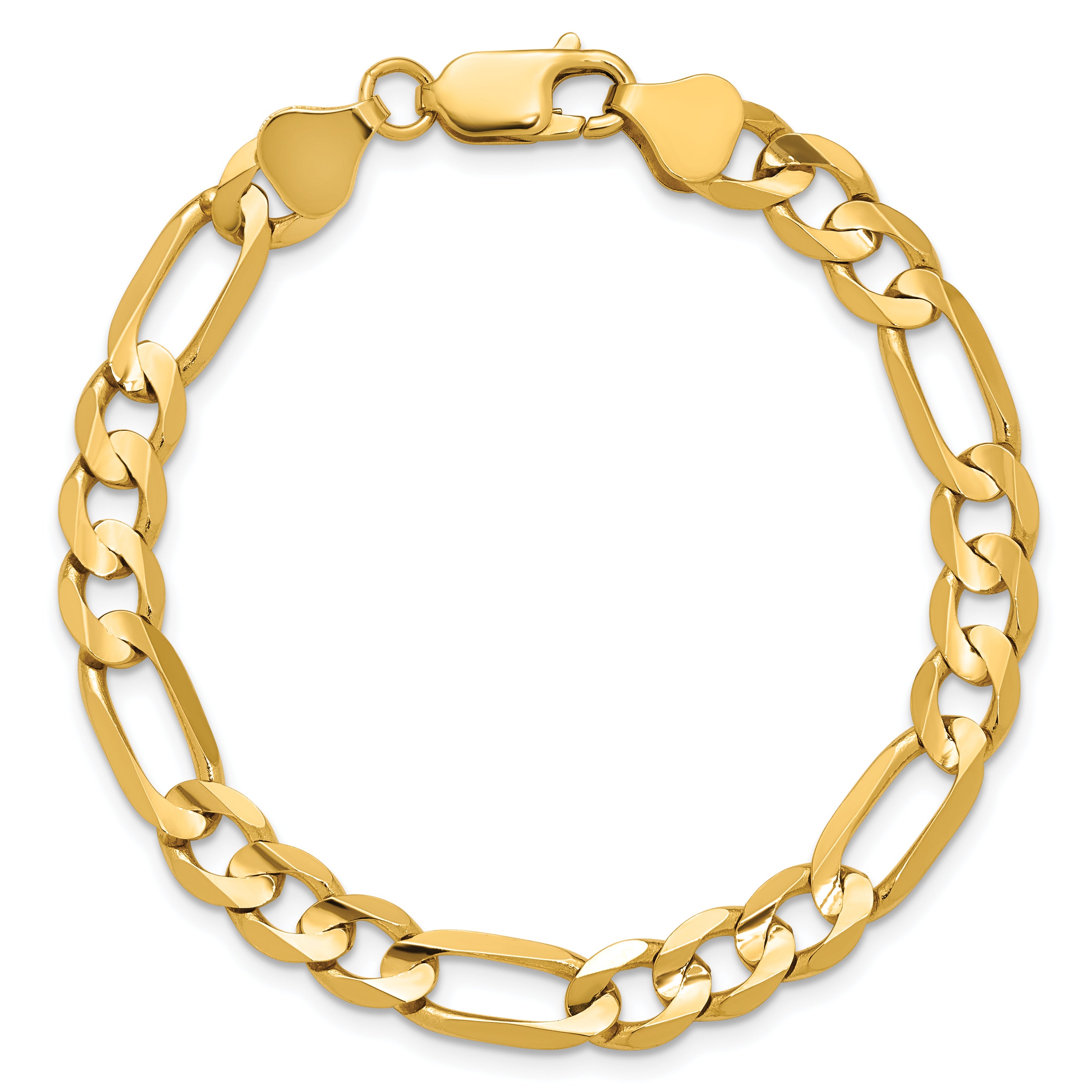 14k 6.75mm Concave Open Figaro Chain