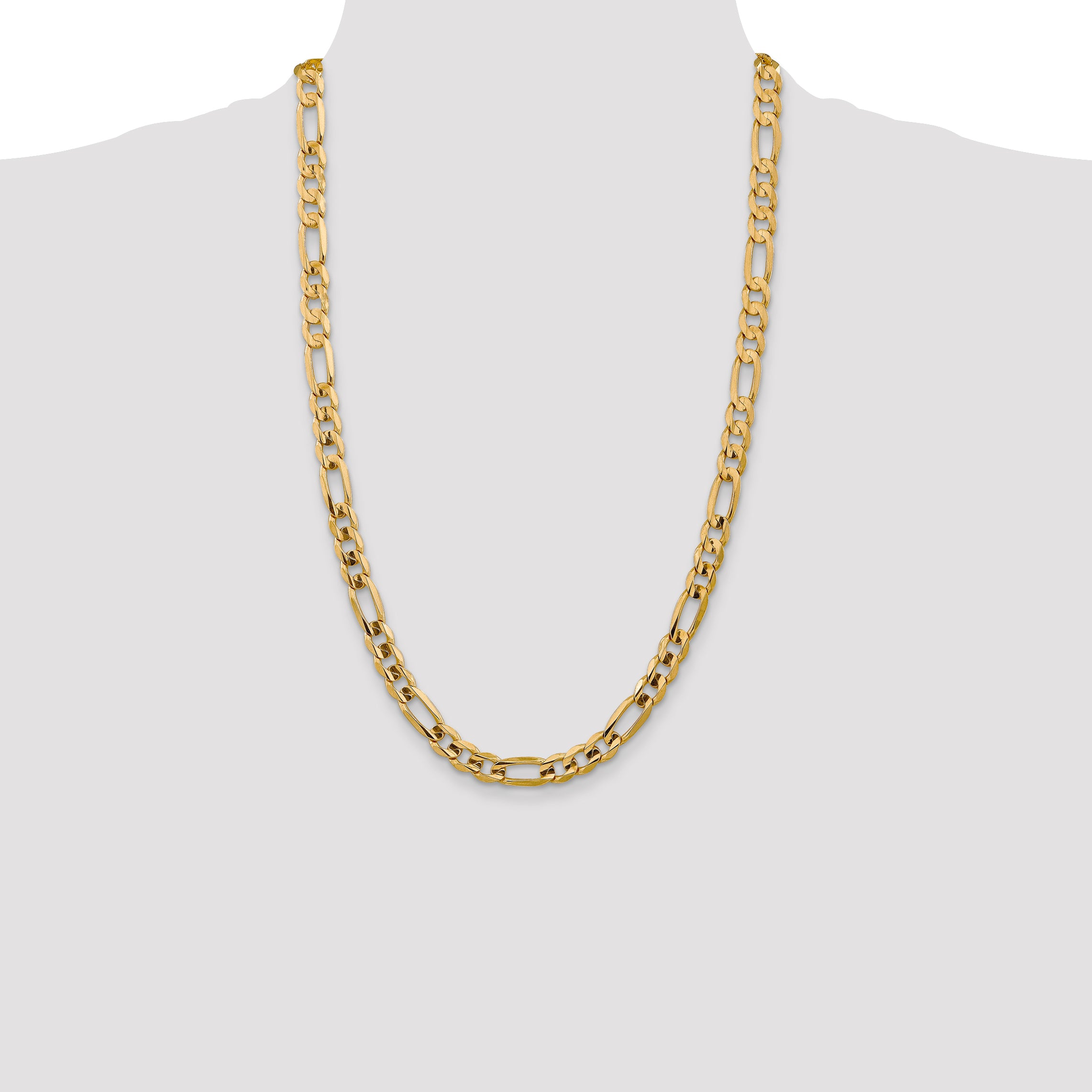 14k 7.5mm Concave Open Figaro Chain