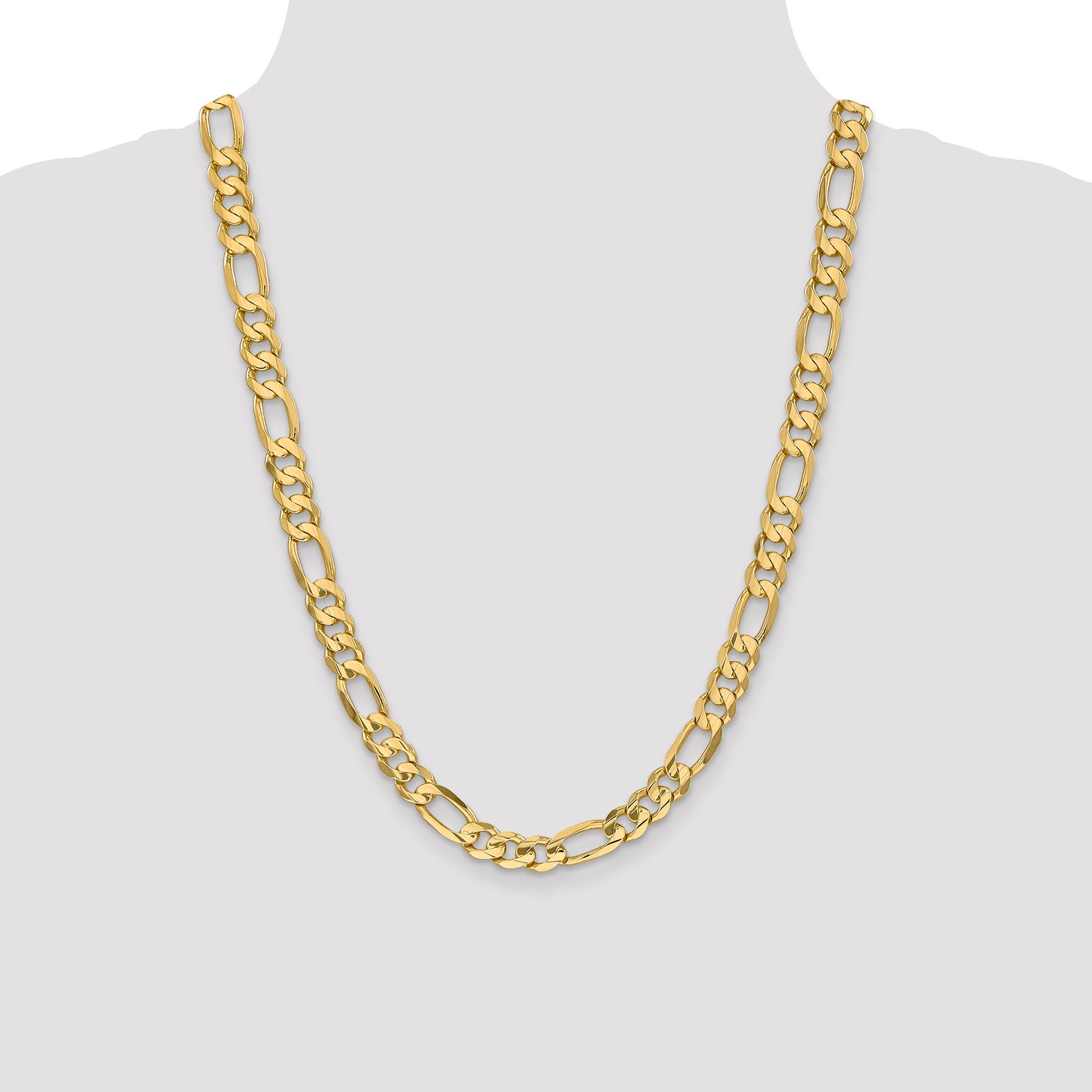 14k 8.75mm Concave Open Figaro Chain