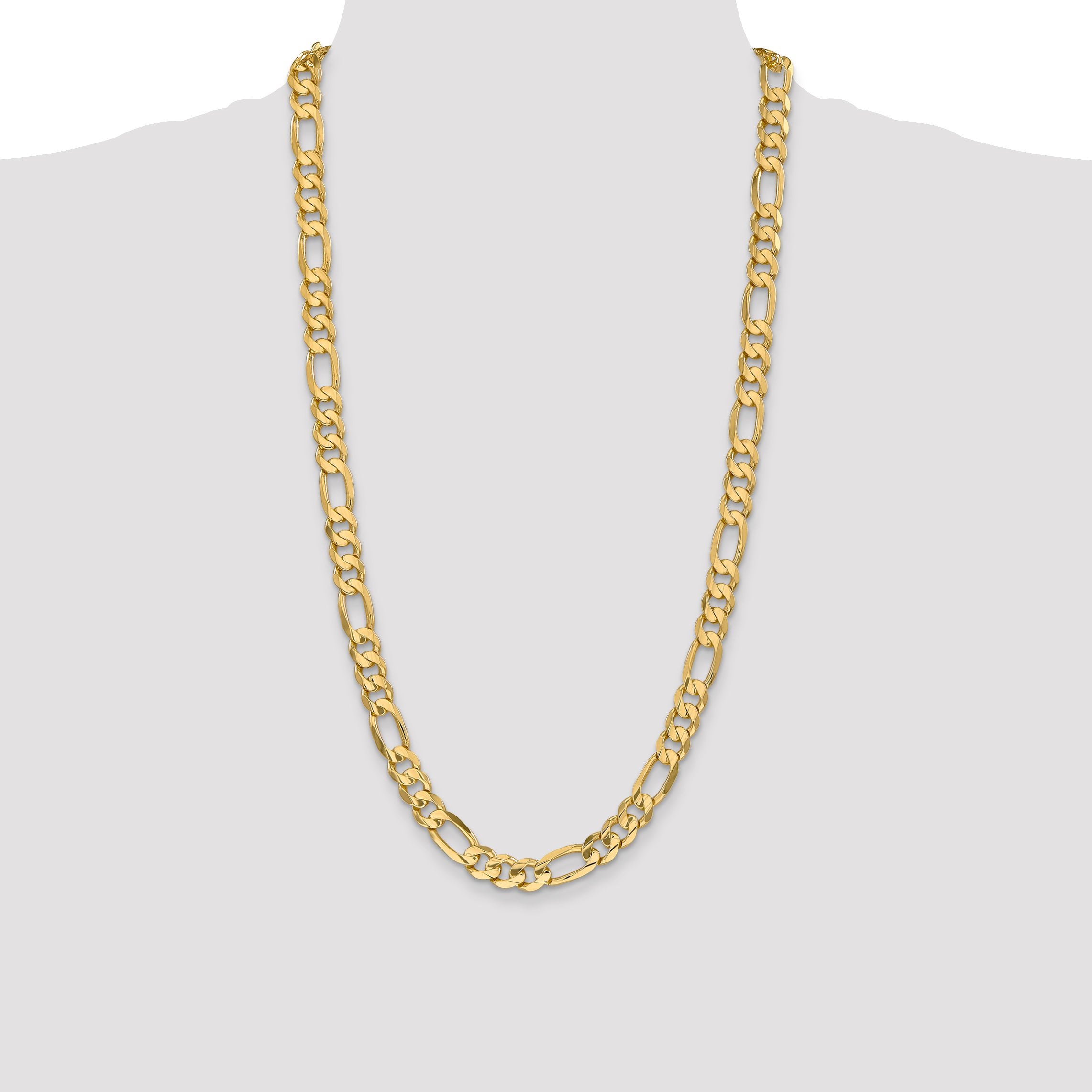 14k 8.75mm Concave Open Figaro Chain