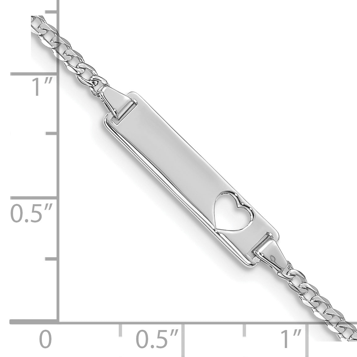 14k WG Cut-out Heart Curb Link ID Bracelet