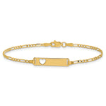 14k Cut-out Heart Figaro Link ID Bracelet