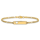 14k Cut-out Heart Figaro Link ID Bracelet