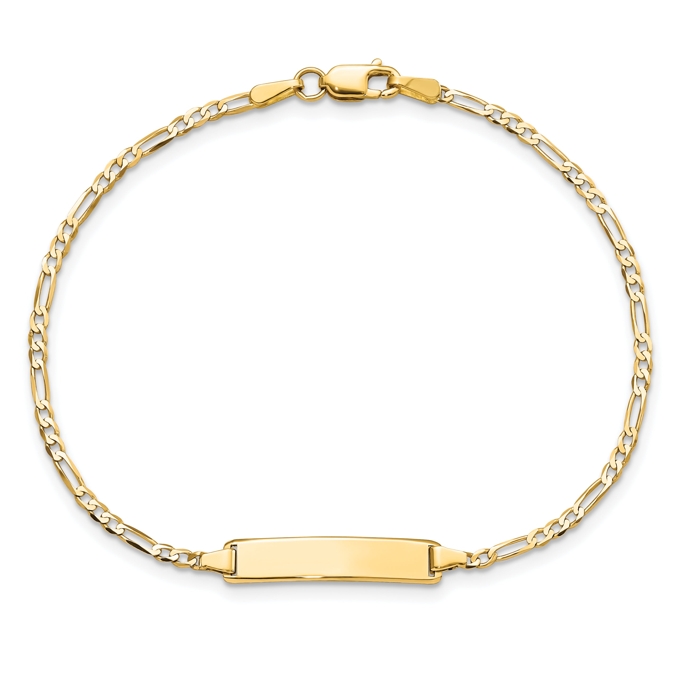 14k Flat Figaro Link ID Bracelet