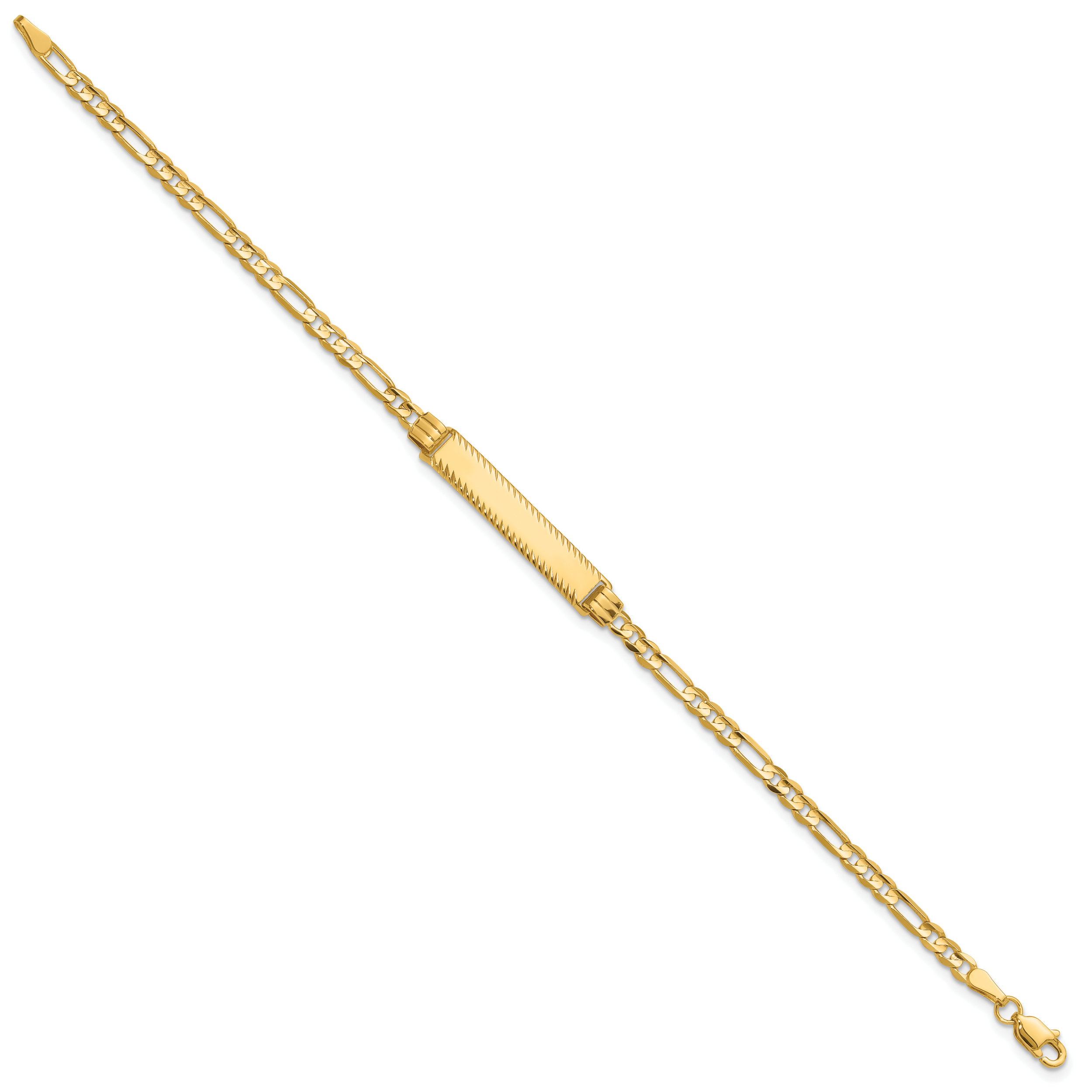 14k 3.0mm Figaro Diamond Cut ID Bracelet