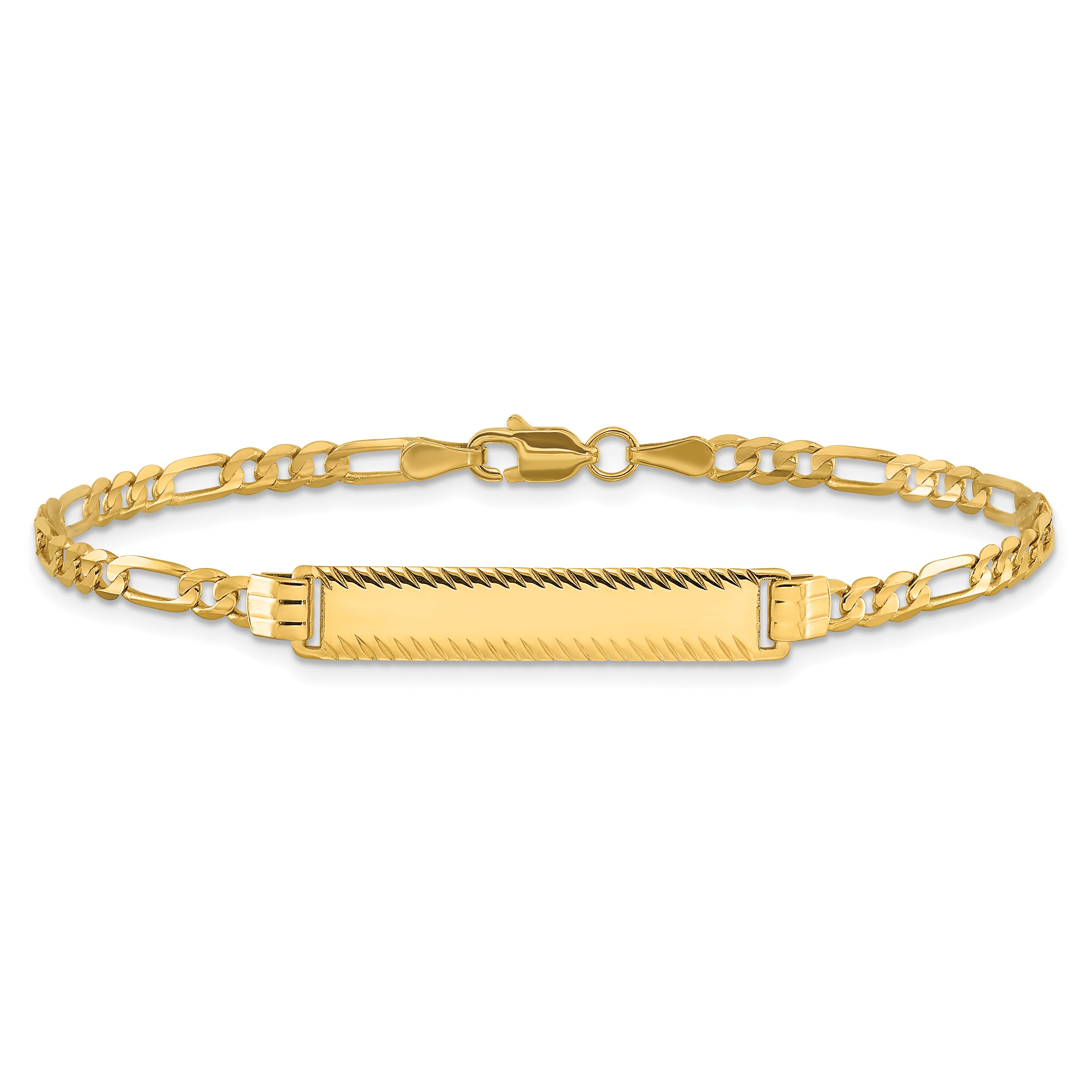 14k 3.0mm Figaro Diamond Cut ID Bracelet