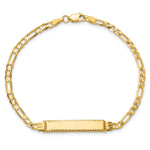 14k 3.0mm Figaro Diamond Cut ID Bracelet