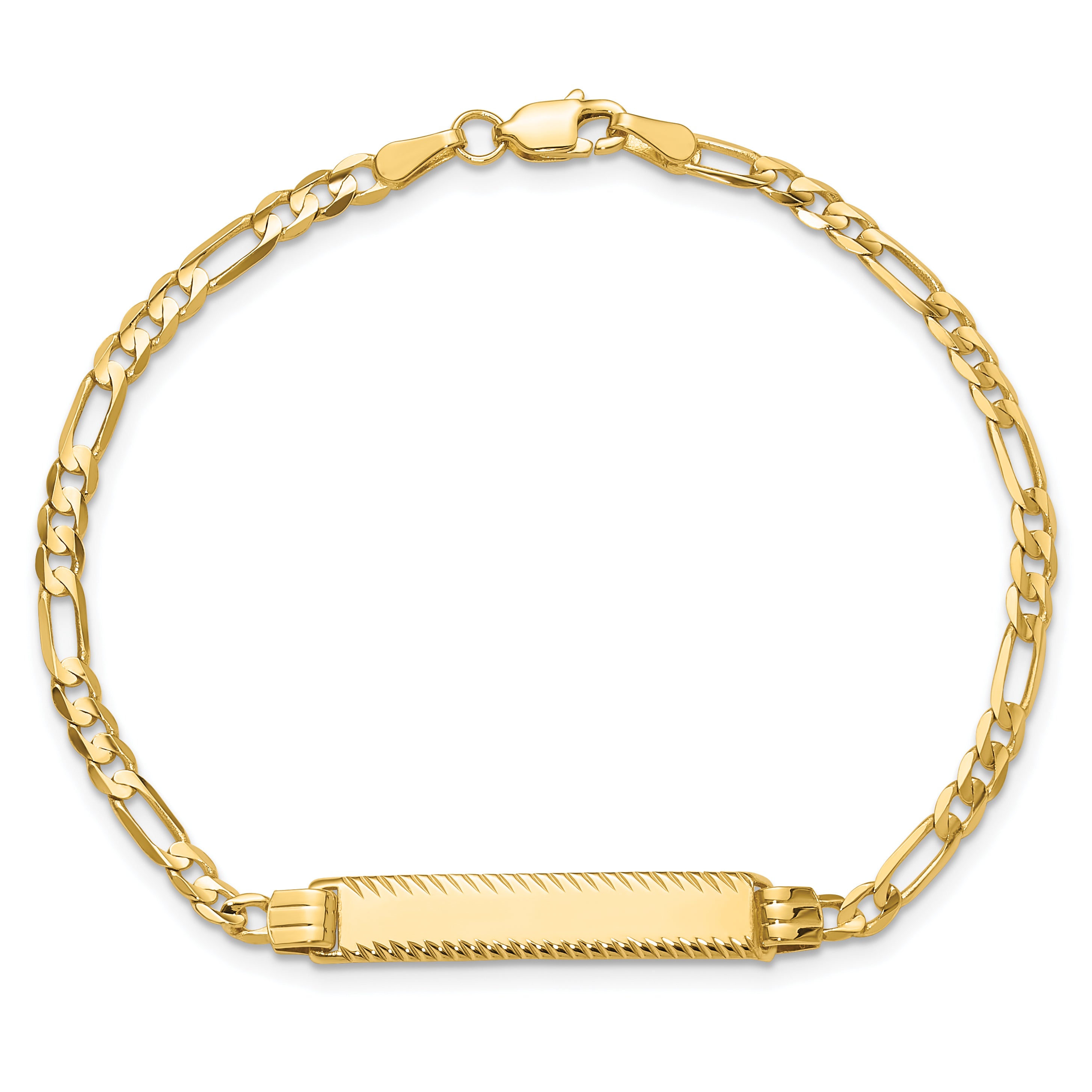 14k 3.0mm Figaro Diamond Cut ID Bracelet