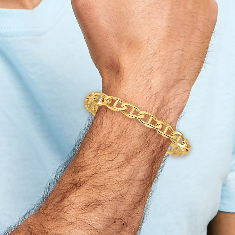 14k 9mm Hand-polished Anchor Link Chain