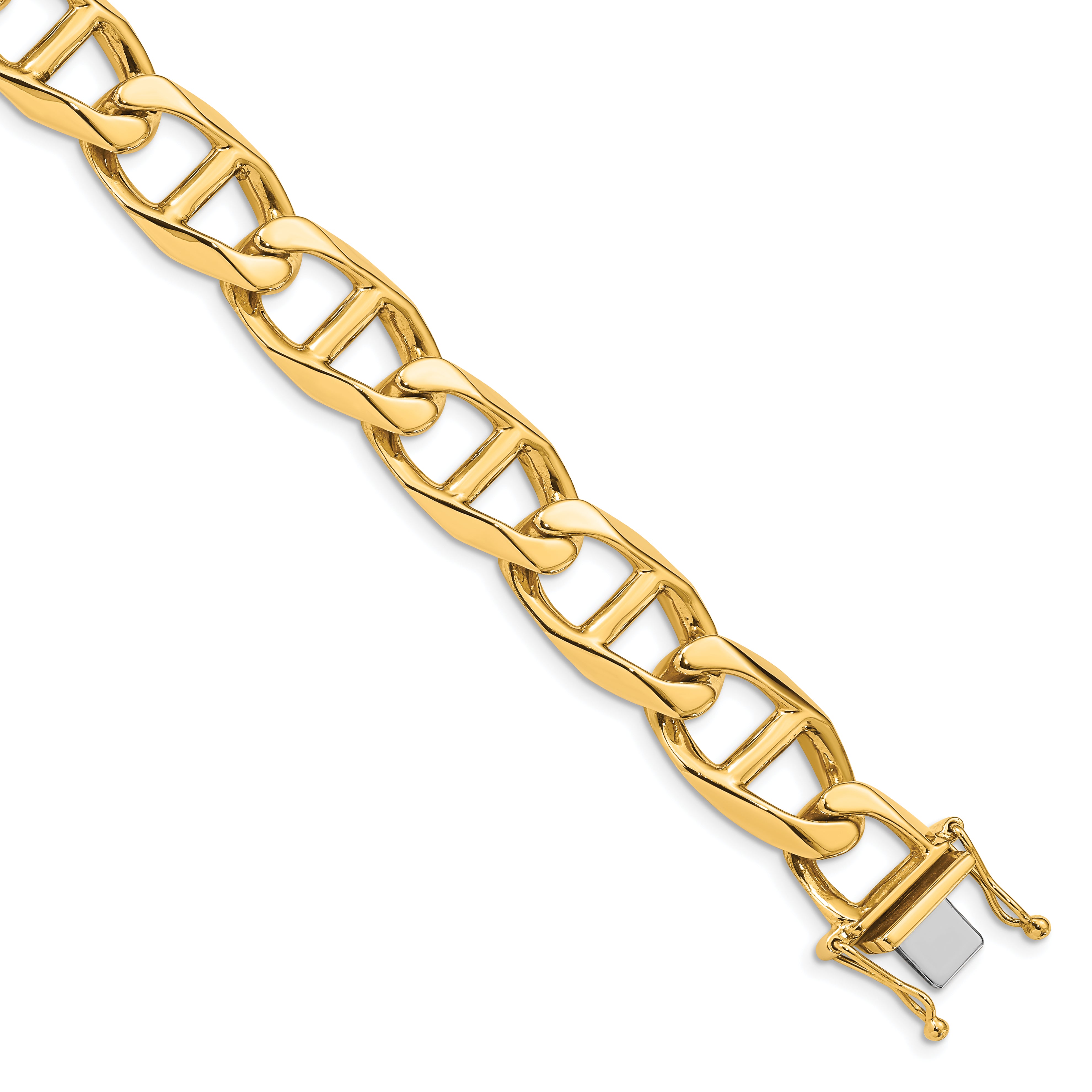 14k 12.5mm Hand-polished Anchor Link Bracelet