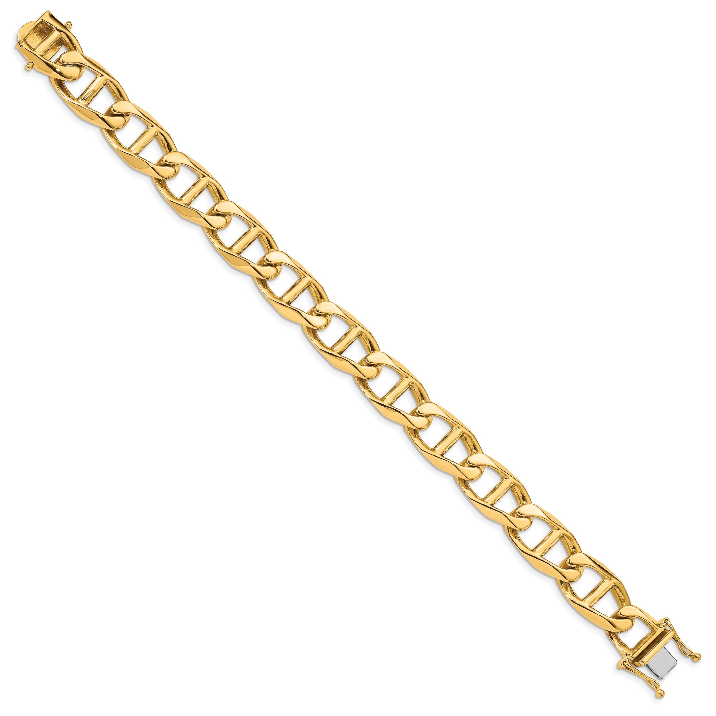 14k 12.5mm Hand-polished Anchor Link Bracelet