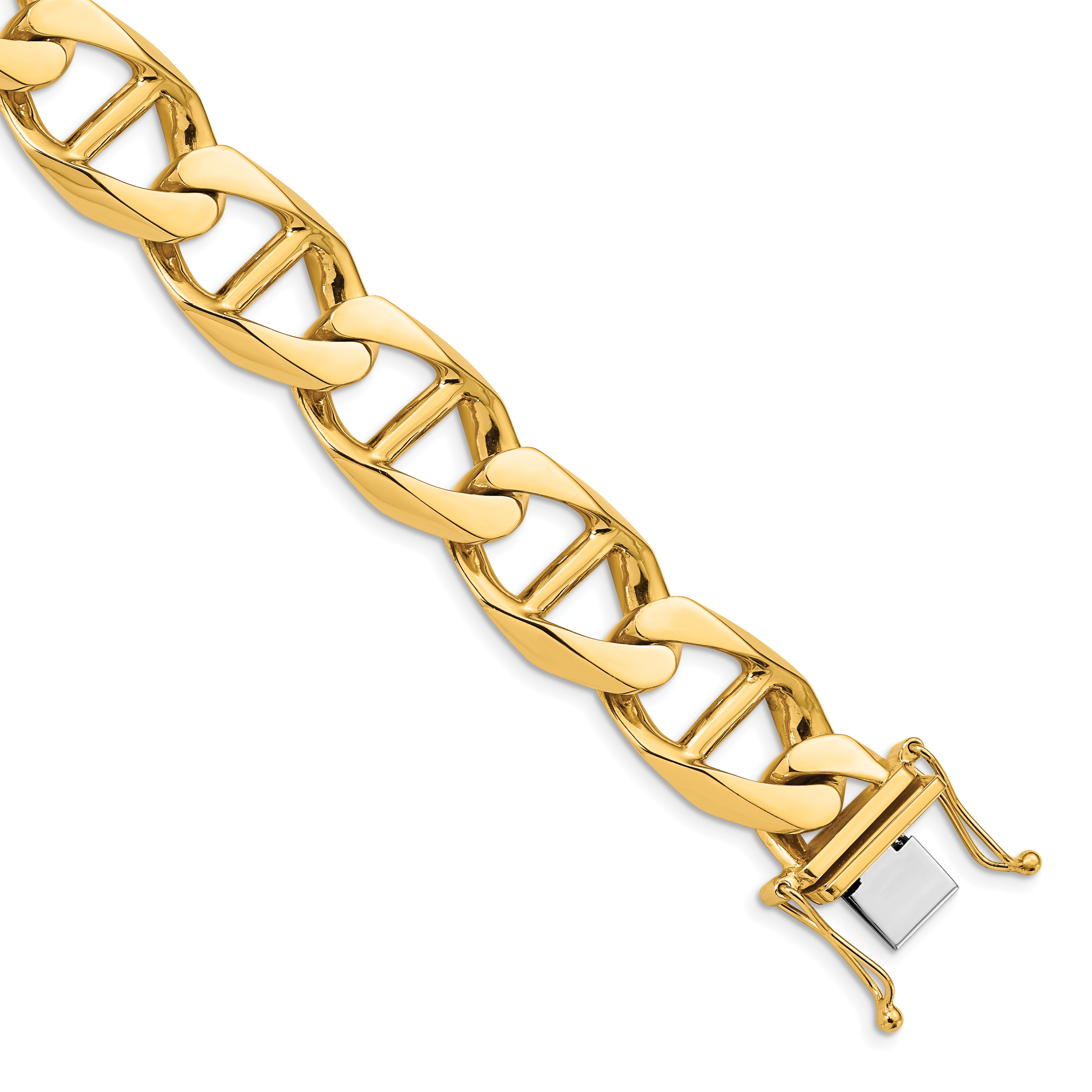14k 14.6mm Hand-polished Anchor Link Bracelet