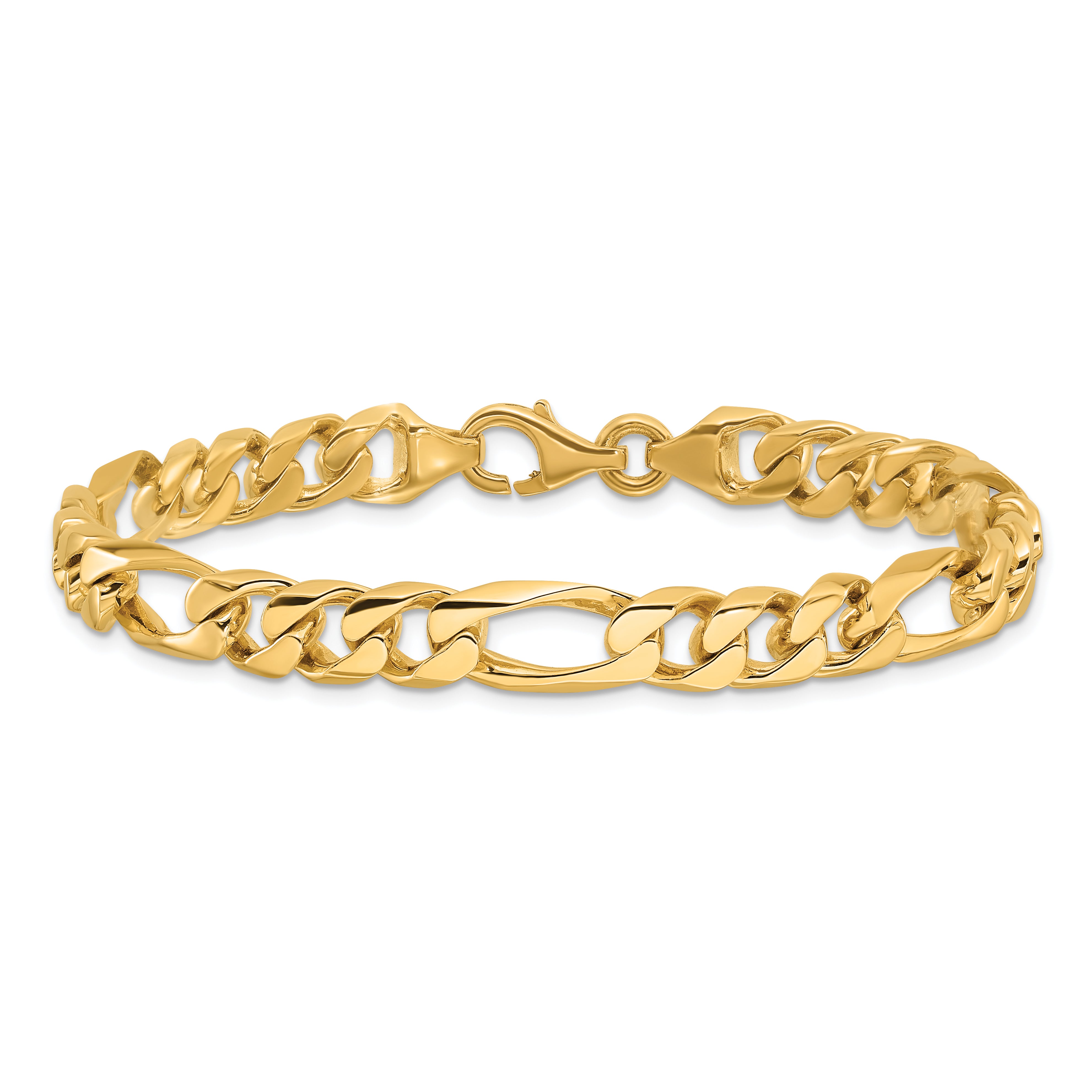 14k 8mm Hand-polished Figaro Link Bracelet