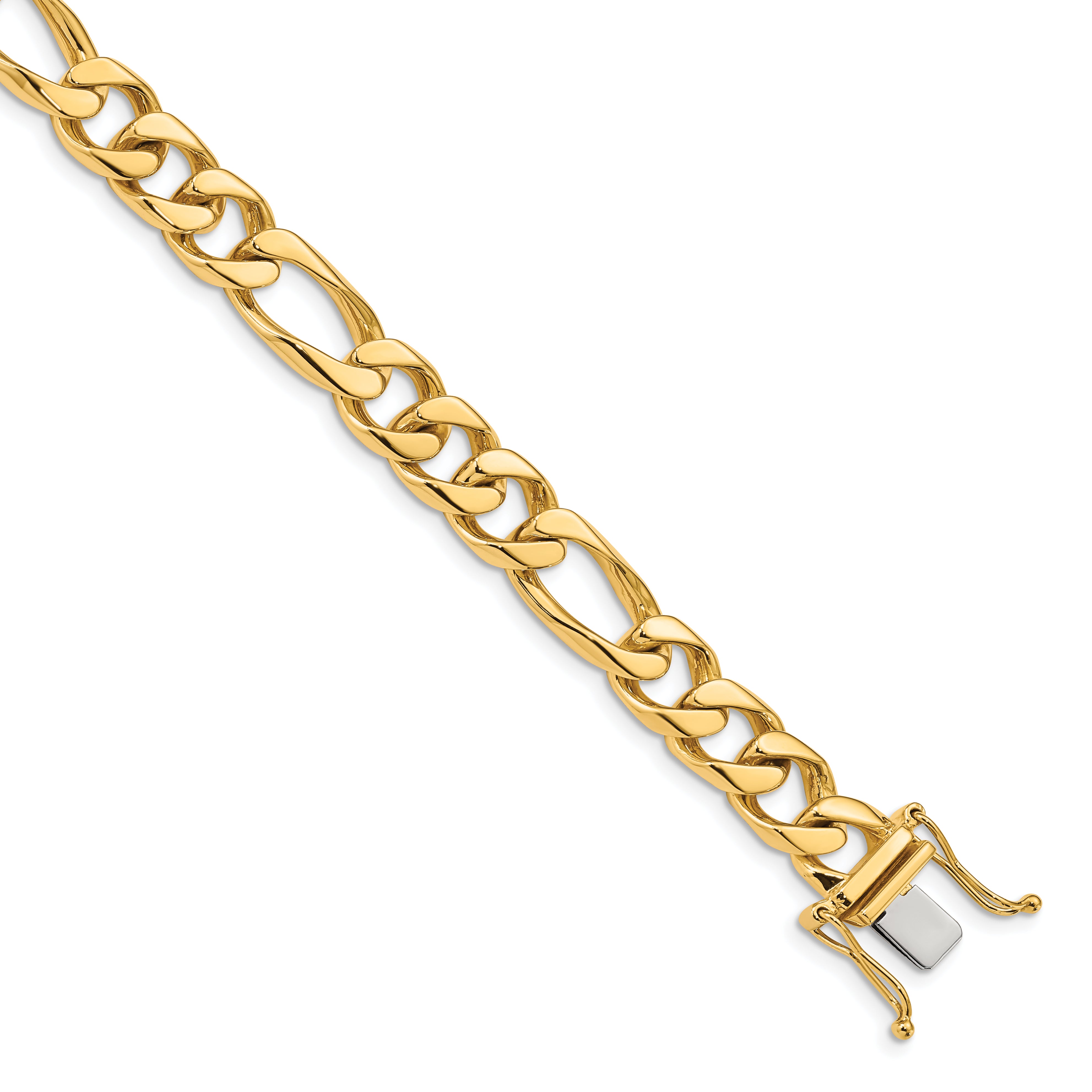 14k 9mm Hand-polished Figaro Link Bracelet