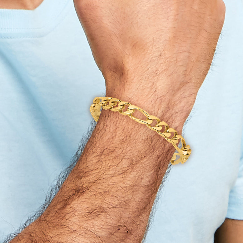 14k 9mm Hand-polished Figaro Link Bracelet
