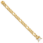 14K 10mm Hand-Polished Figaro Link Bracelet