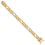 14K 10mm Hand-Polished Figaro Link Bracelet