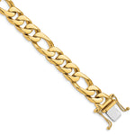 14K 10mm Hand-Polished Figaro Link Bracelet