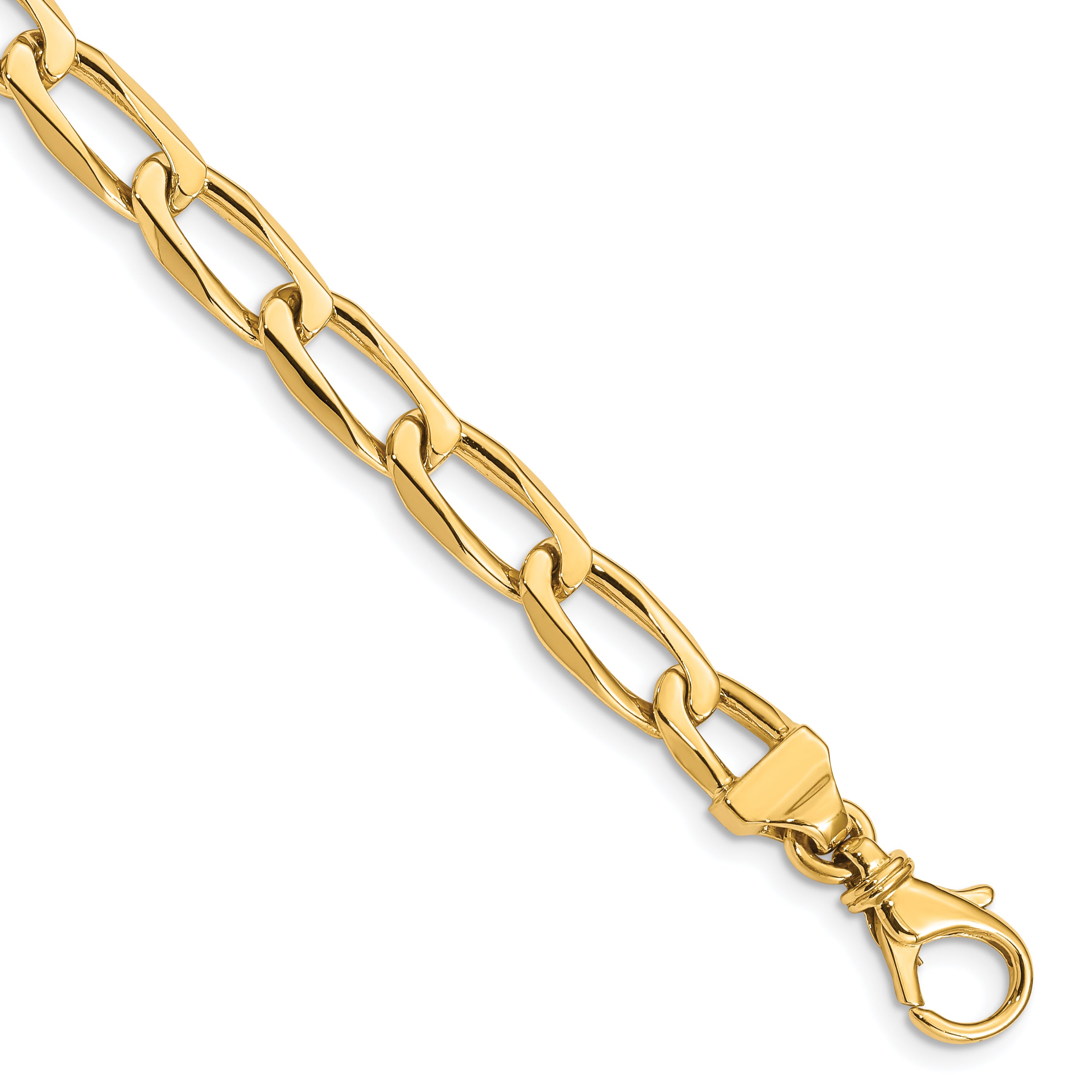 14K 6.5mm Hand-Polished Open Link Bracelet