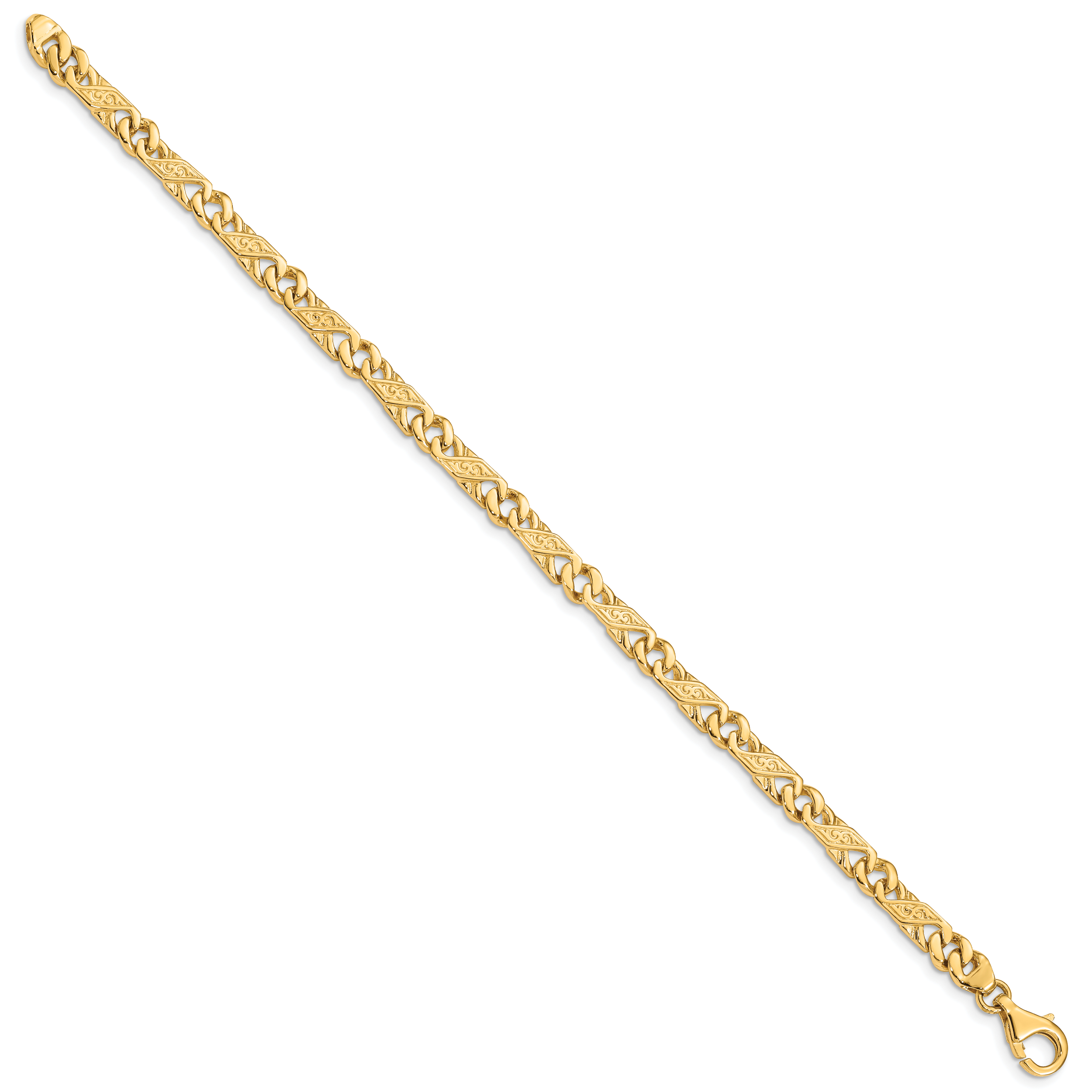 14k 5.5mm Hand-Polished Fancy Link Bracelet