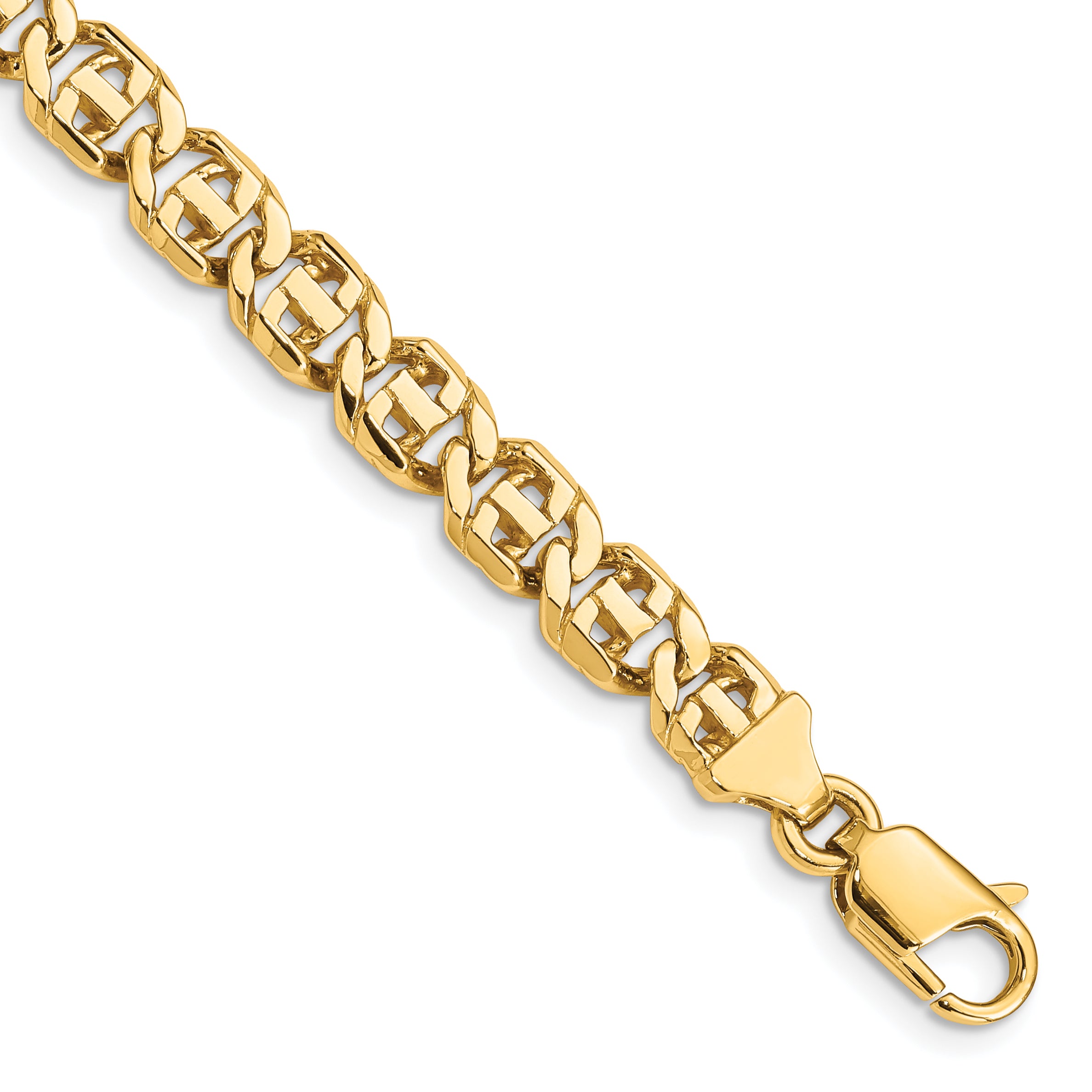 14K 6.75mm Hand-Polished Fancy Link Bracelet