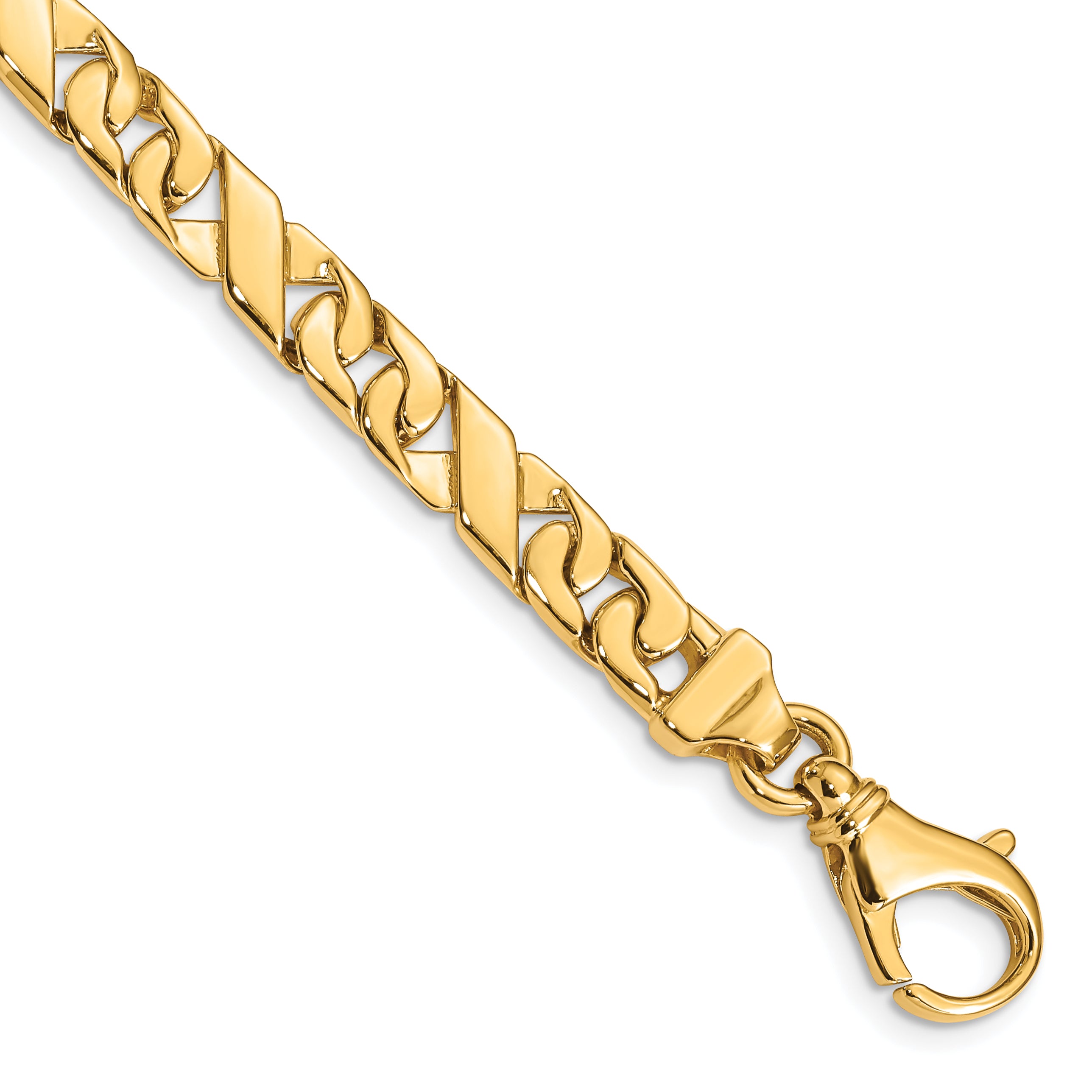 14K 6.7mm Hand-polished Fancy Link Bracelet