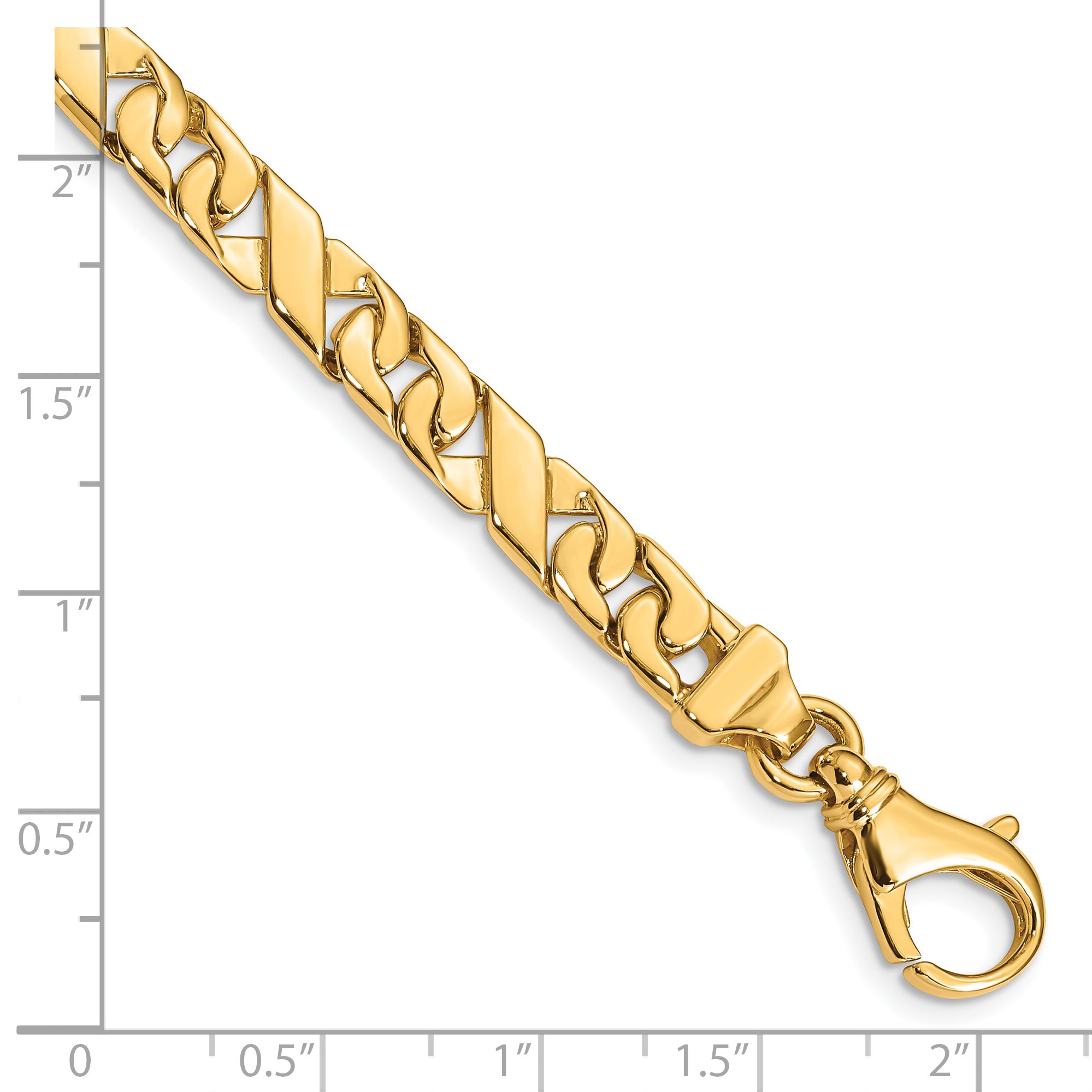 14K 6.7mm Hand-polished Fancy Link Bracelet
