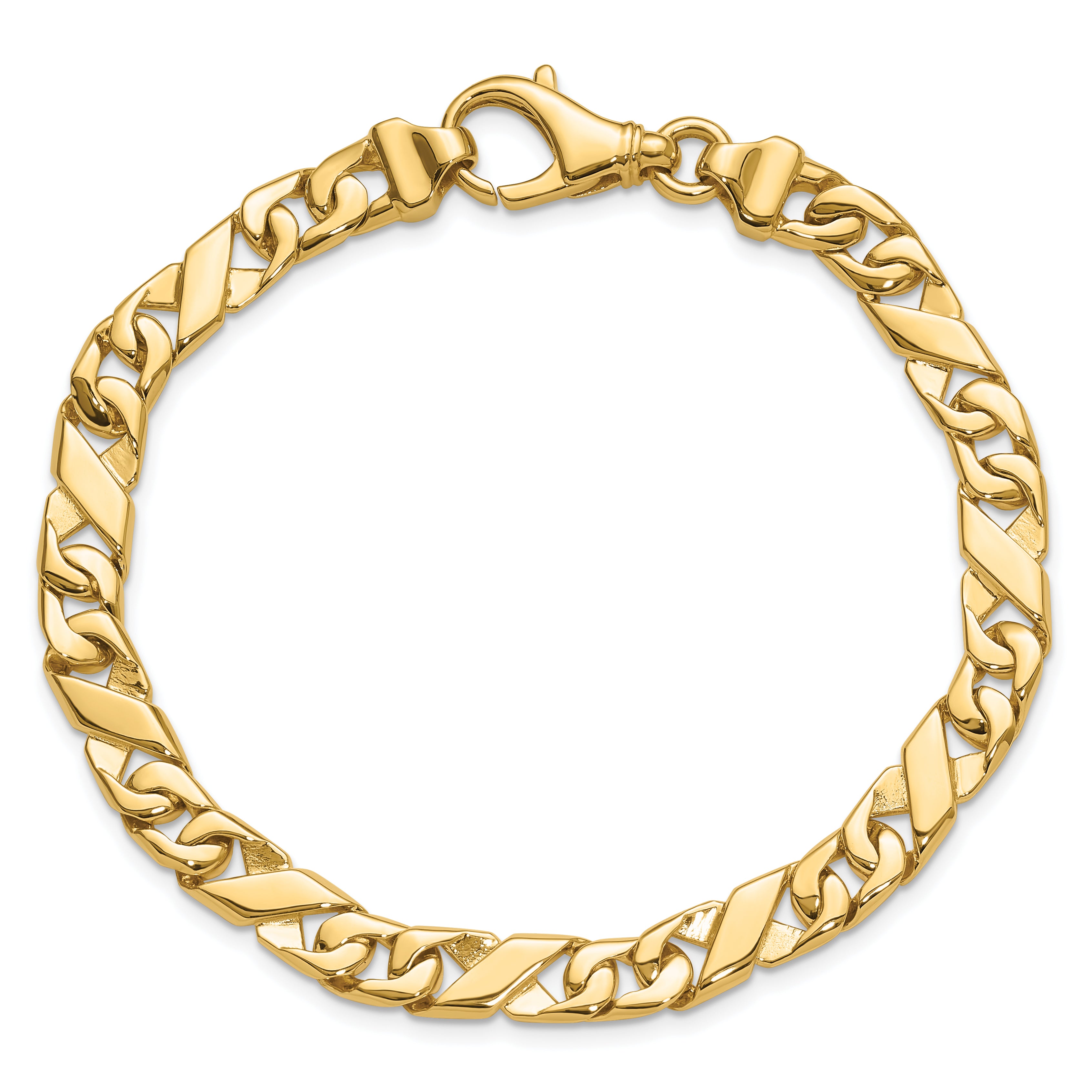 14K 6.7mm Hand-polished Fancy Link Bracelet