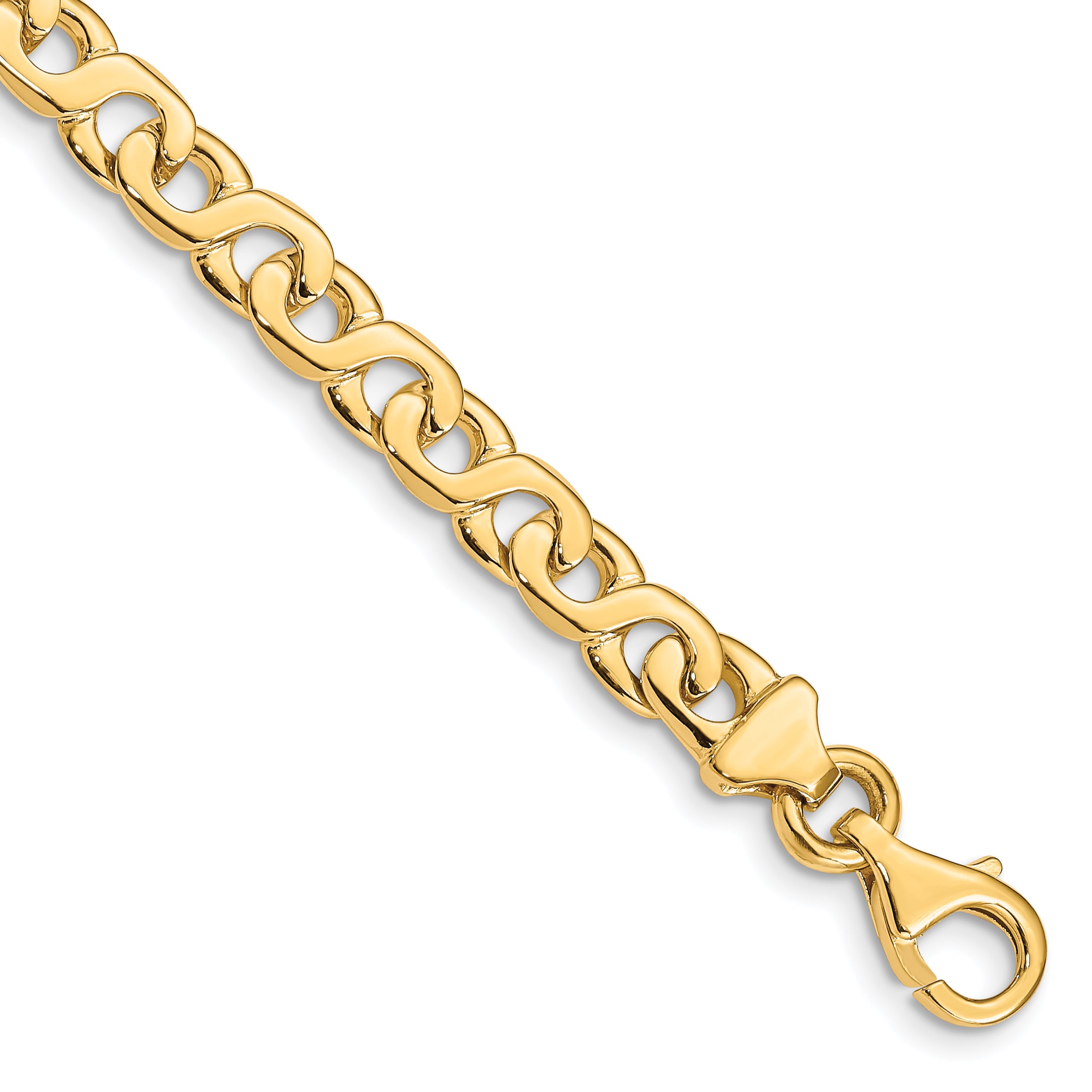 14K 6.2mm Hand-Polished Fancy Link Bracelet